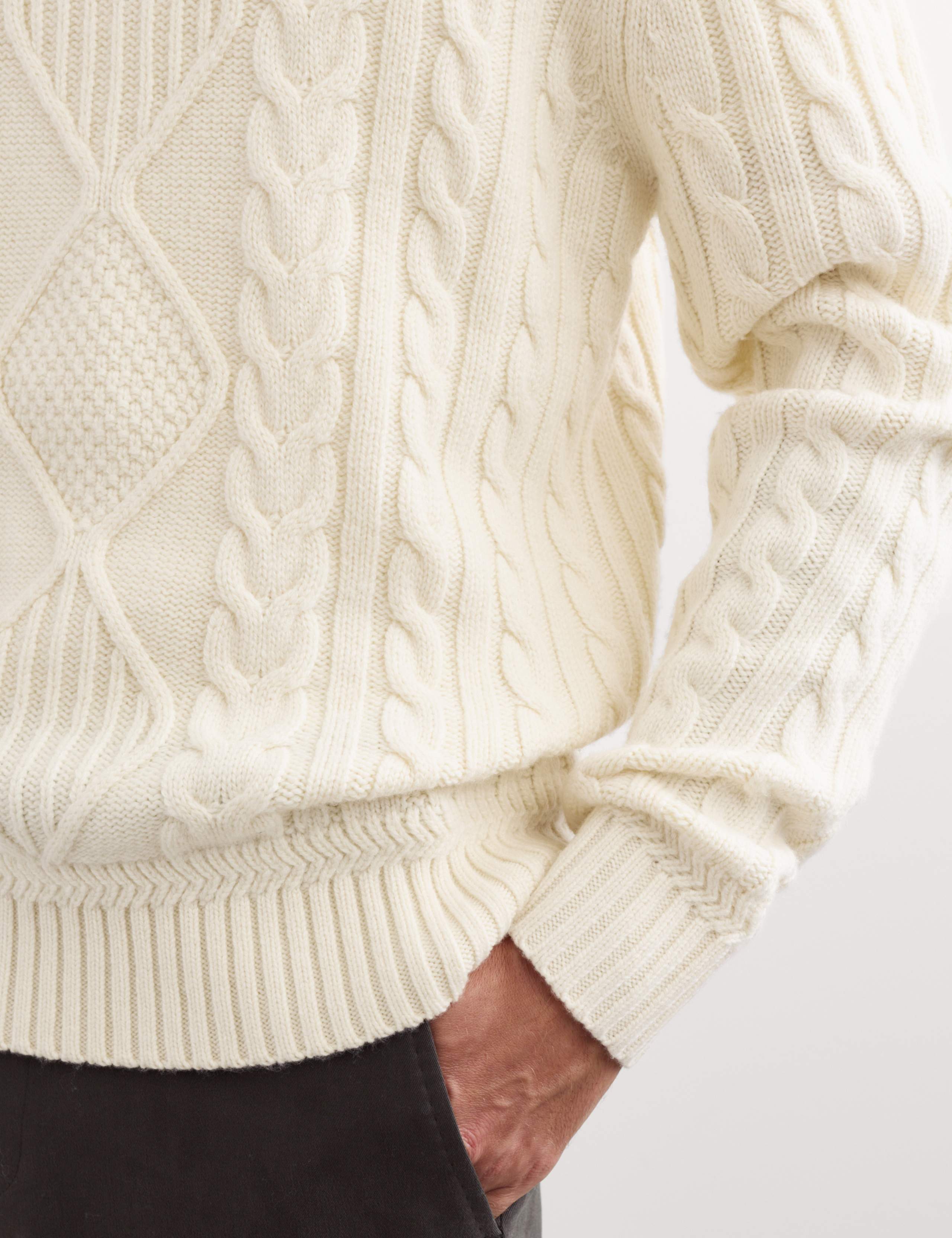 Pure Lambswool Cable Knit Roll Neck Jumper 4 of 7