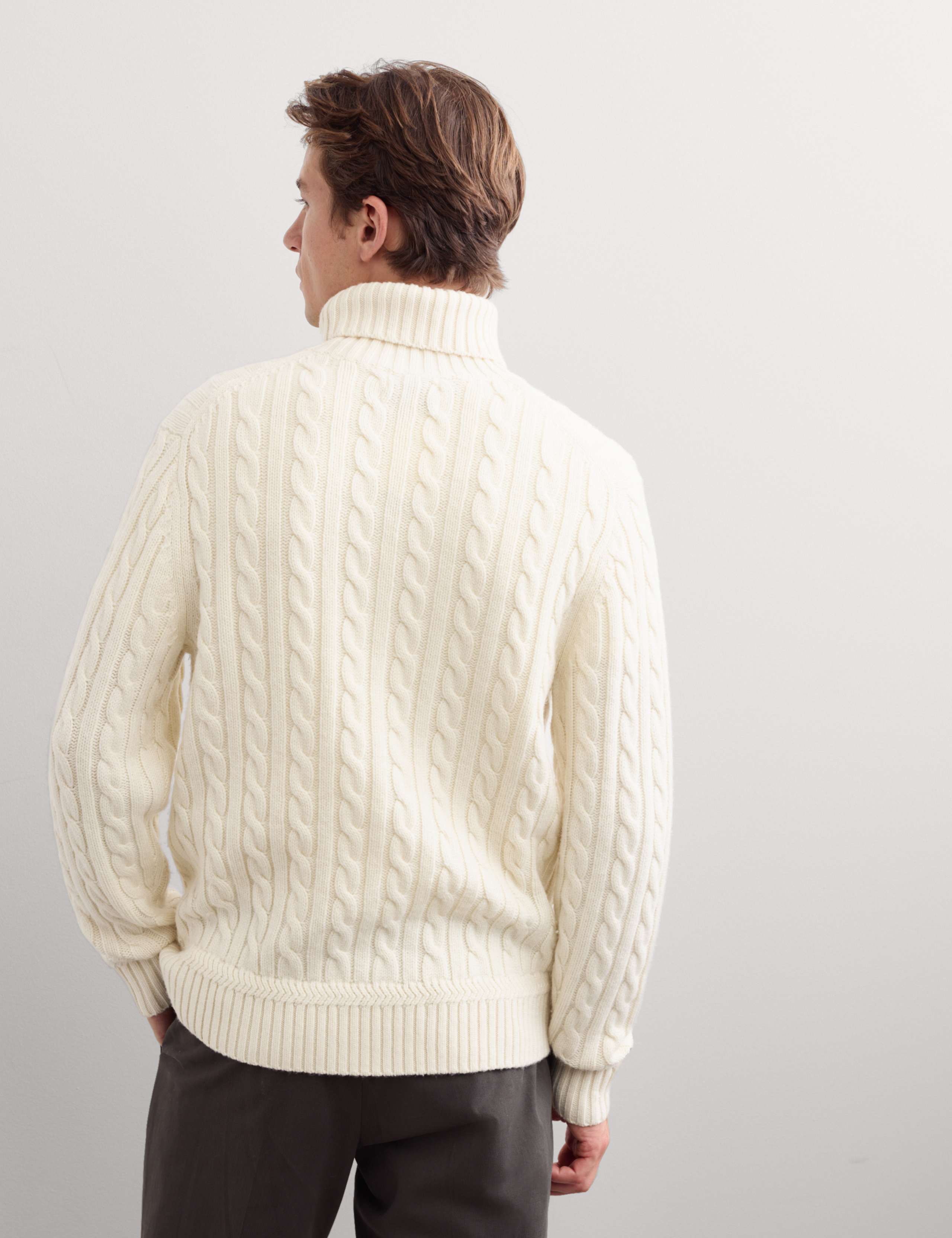 Pure Lambswool Cable Knit Roll Neck Jumper 5 of 7