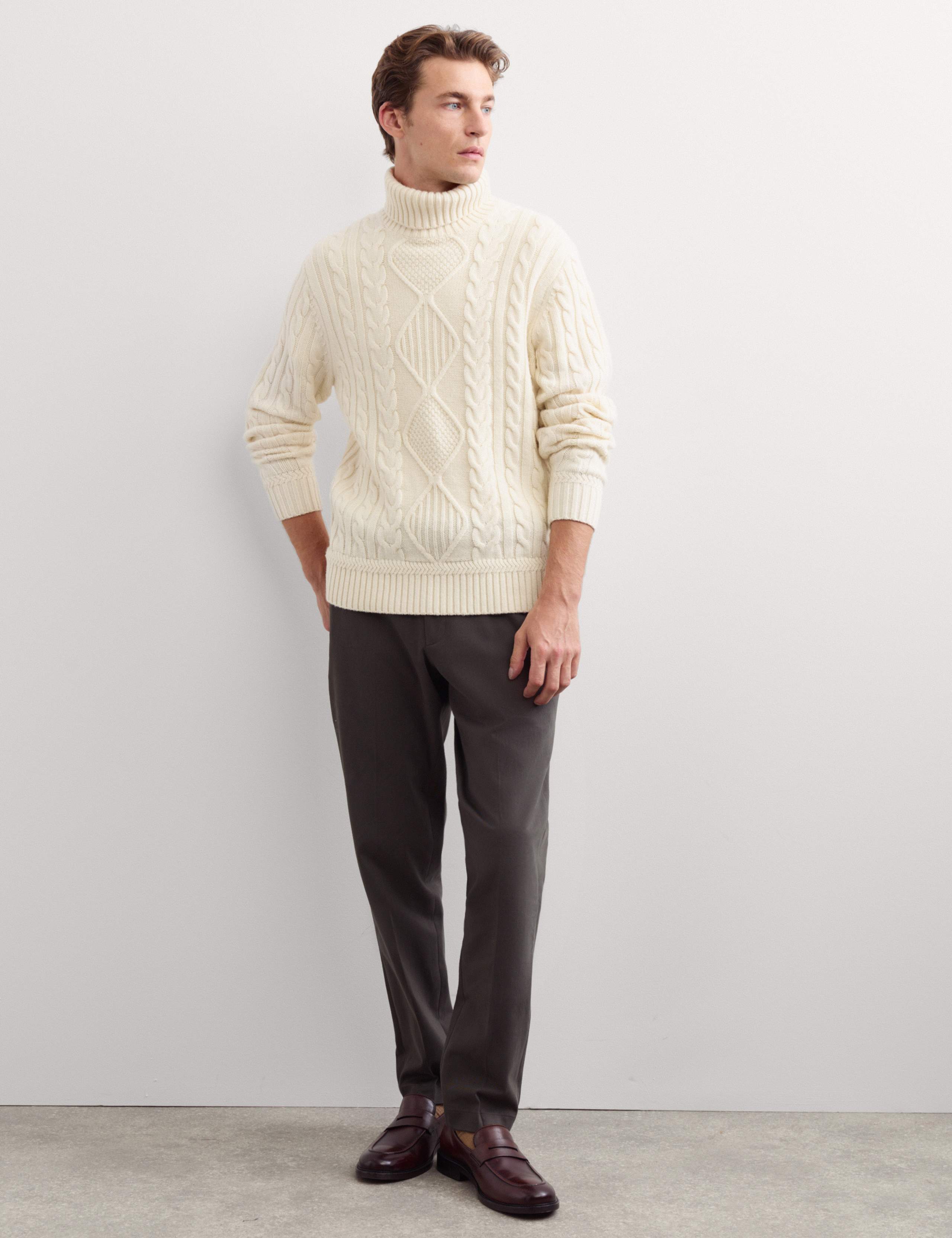 Pure Lambswool Cable Knit Roll Neck Jumper 6 of 7