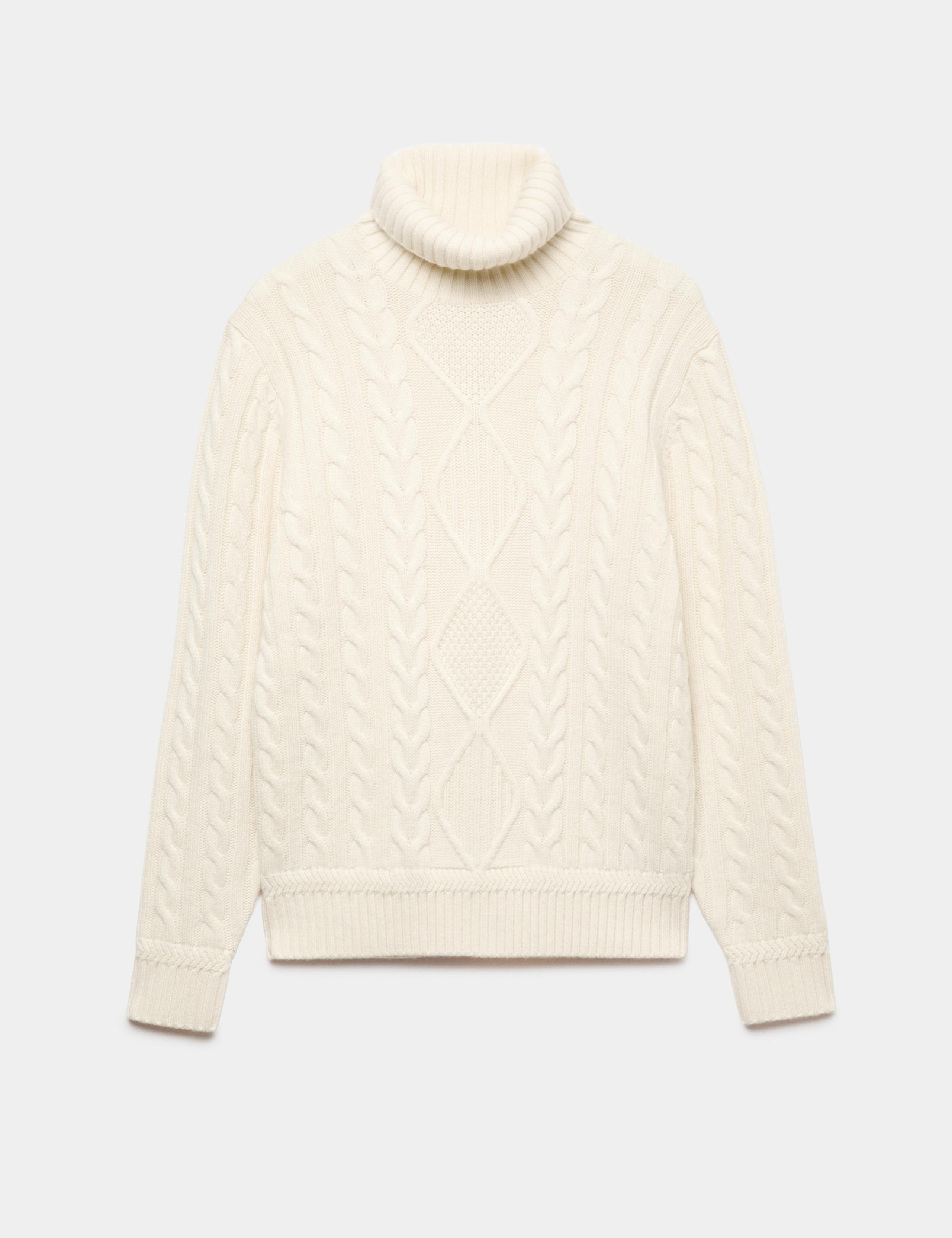 Pure Lambswool Cable Knit Roll Neck Jumper 2 of 7