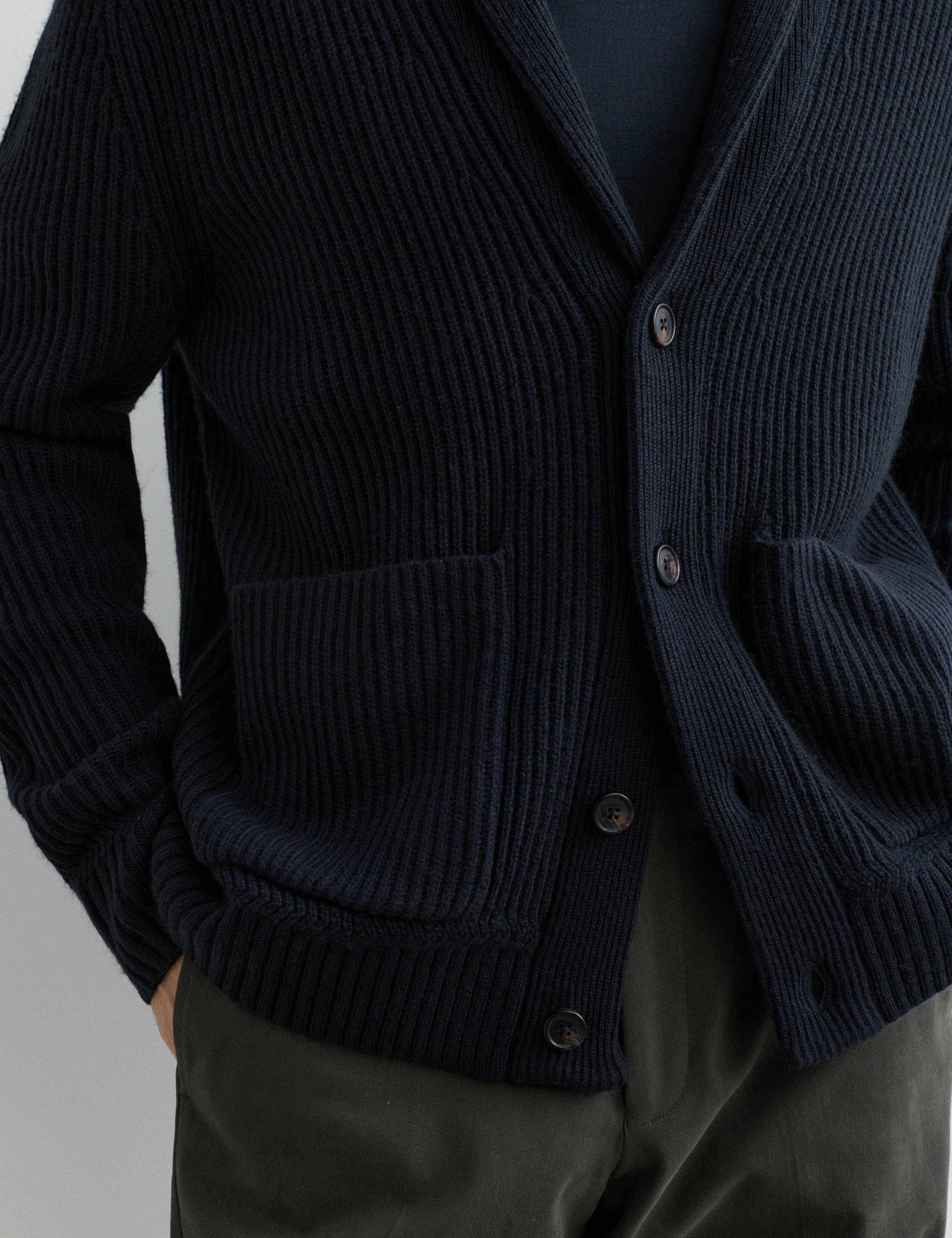 Pure Lambswool Ribbed Shawl Neck Cardigan 3 of 6