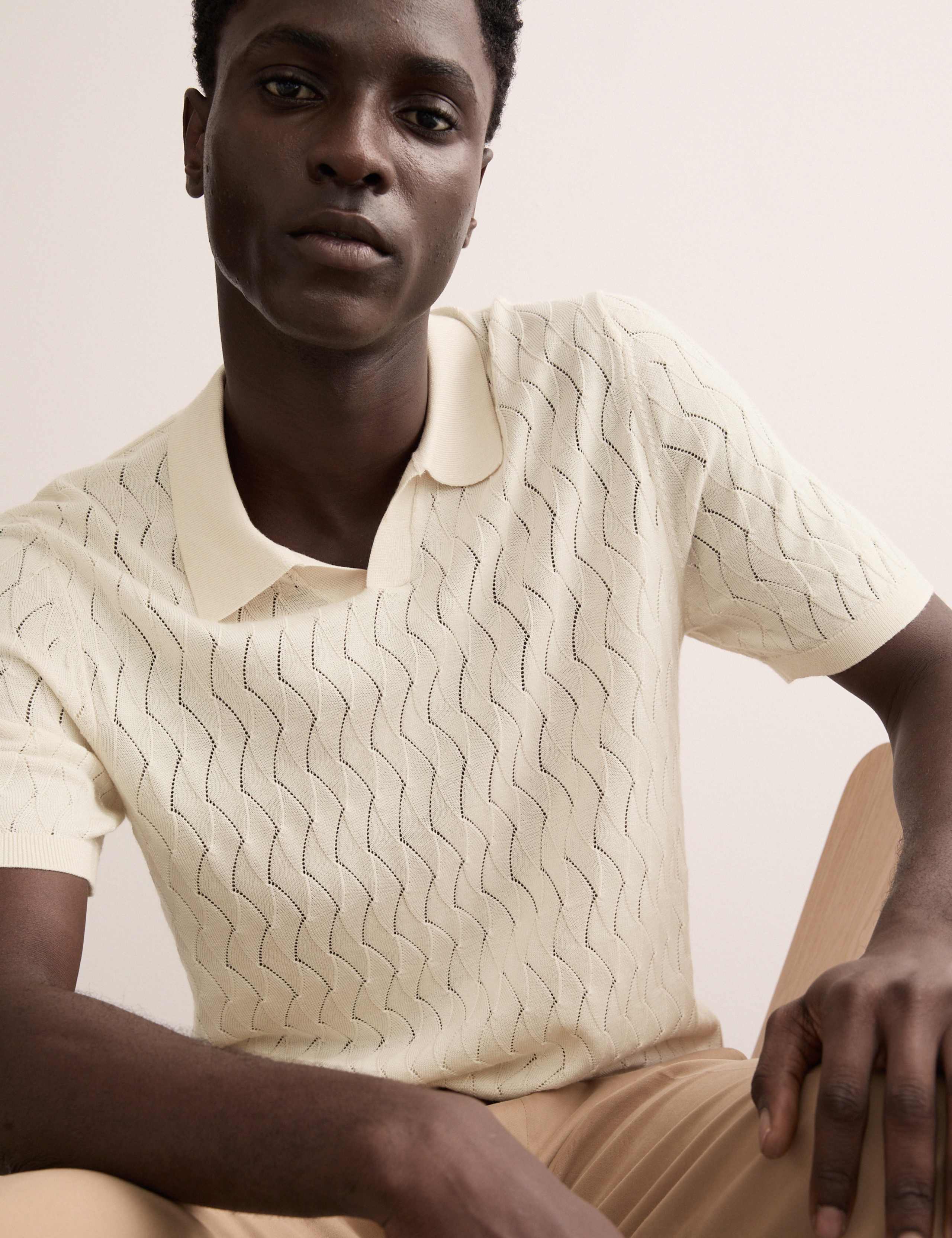 Merino Wool Rich Knitted Polo Shirt with Silk 5 of 8