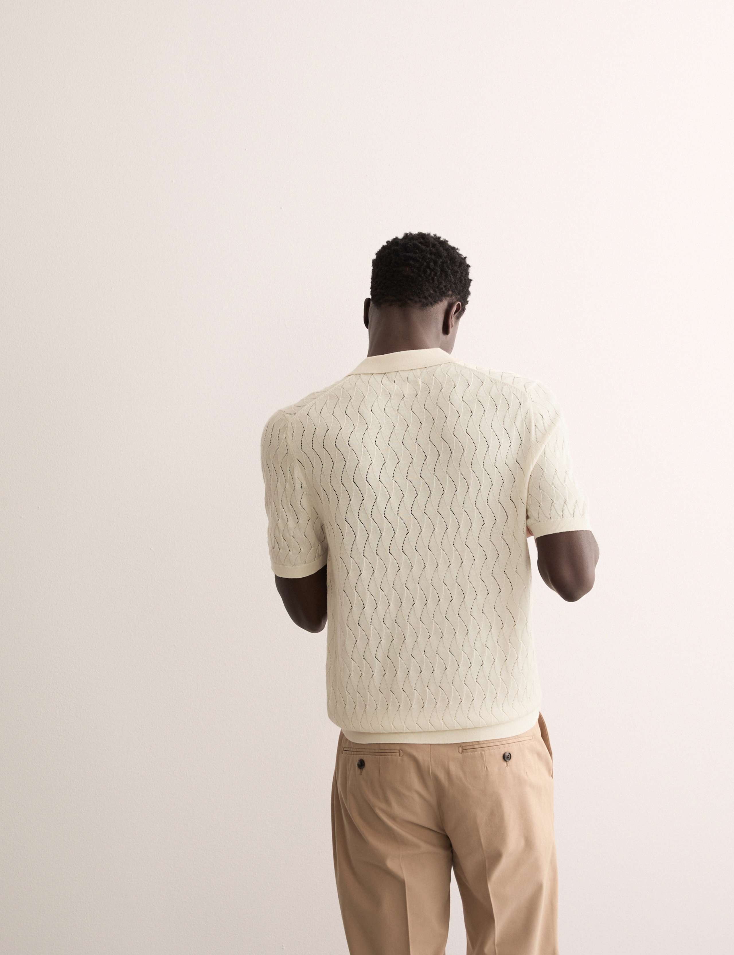 Merino Wool Rich Knitted Polo Shirt with Silk 6 of 8