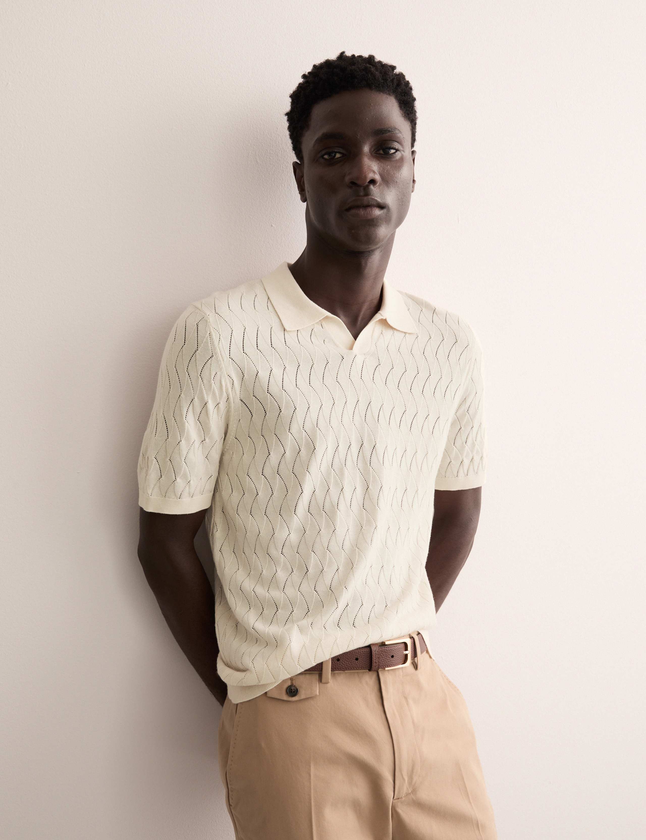 Merino Wool Rich Knitted Polo Shirt with Silk 7 of 8