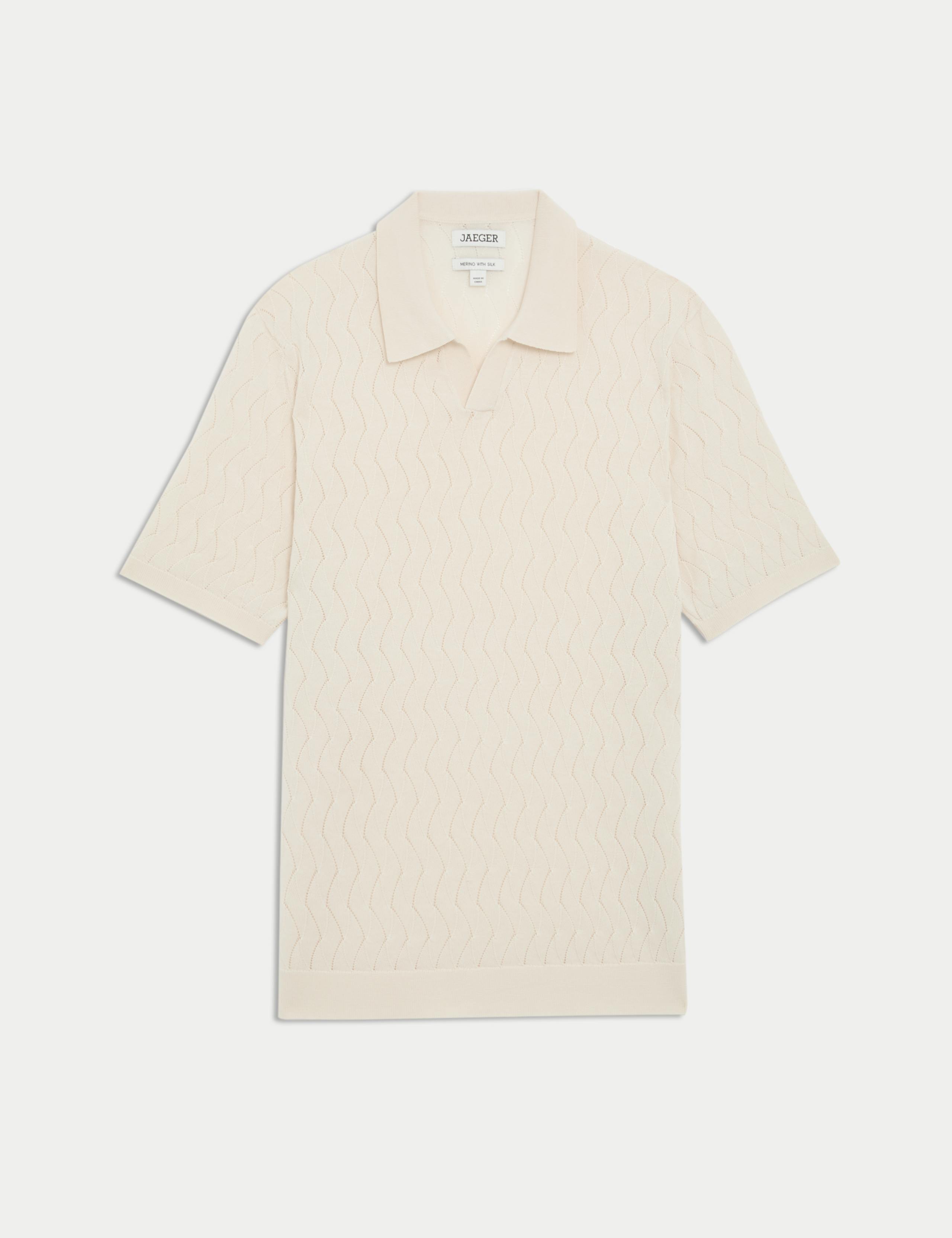 Merino Wool Rich Knitted Polo Shirt with Silk 2 of 8