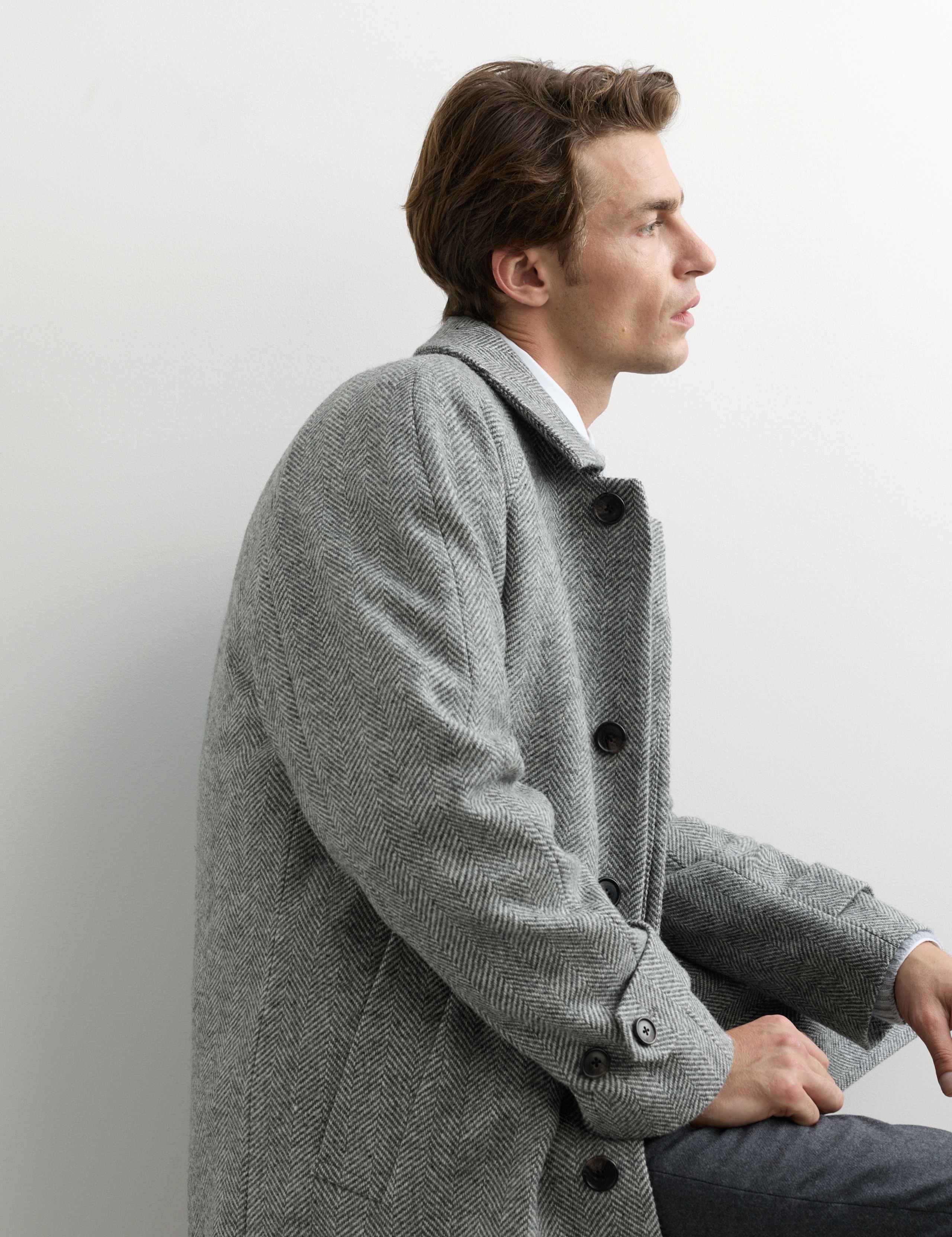 Pure Wool Herringbone Overcoat 6 of 7