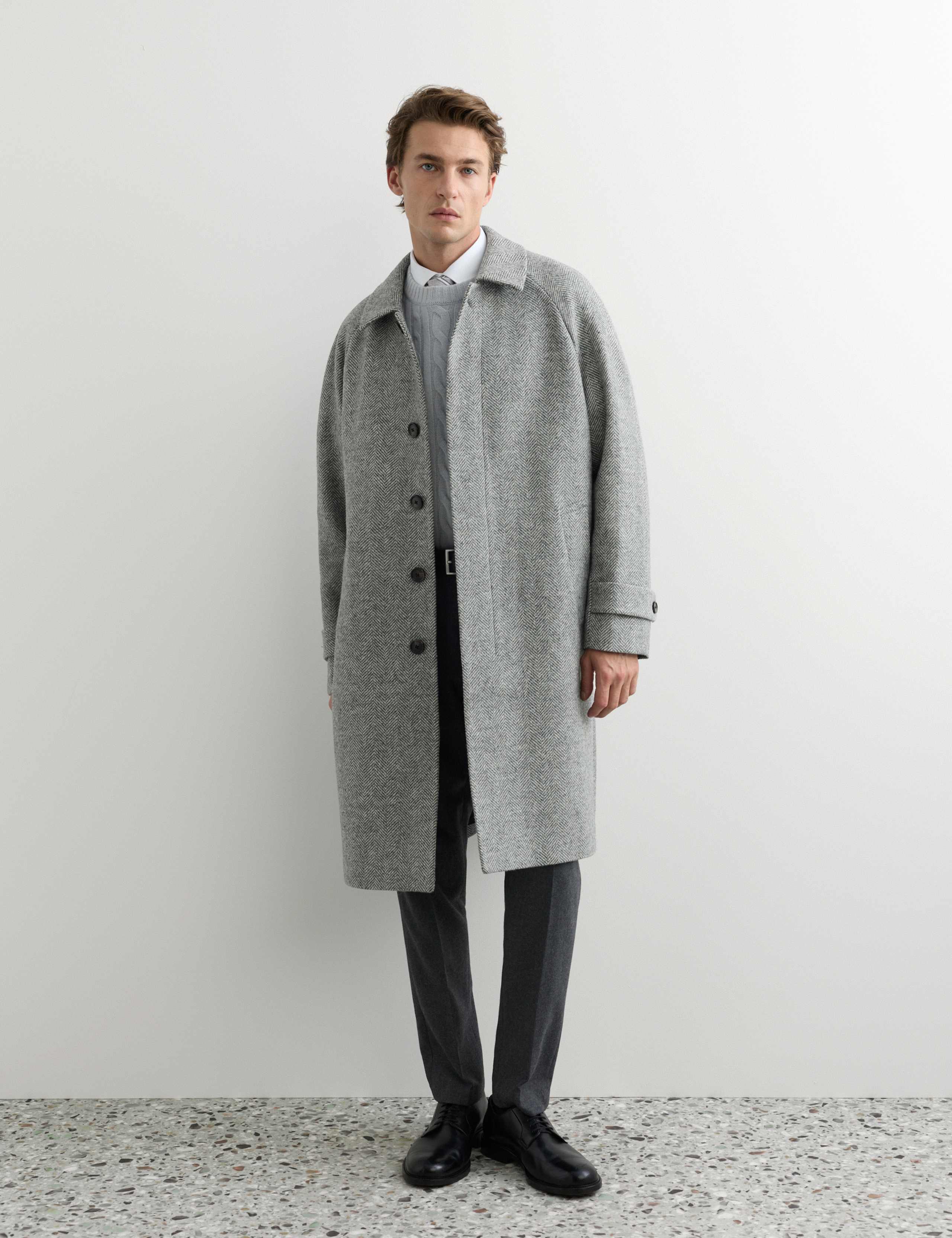 Pure Wool Herringbone Overcoat 7 of 7