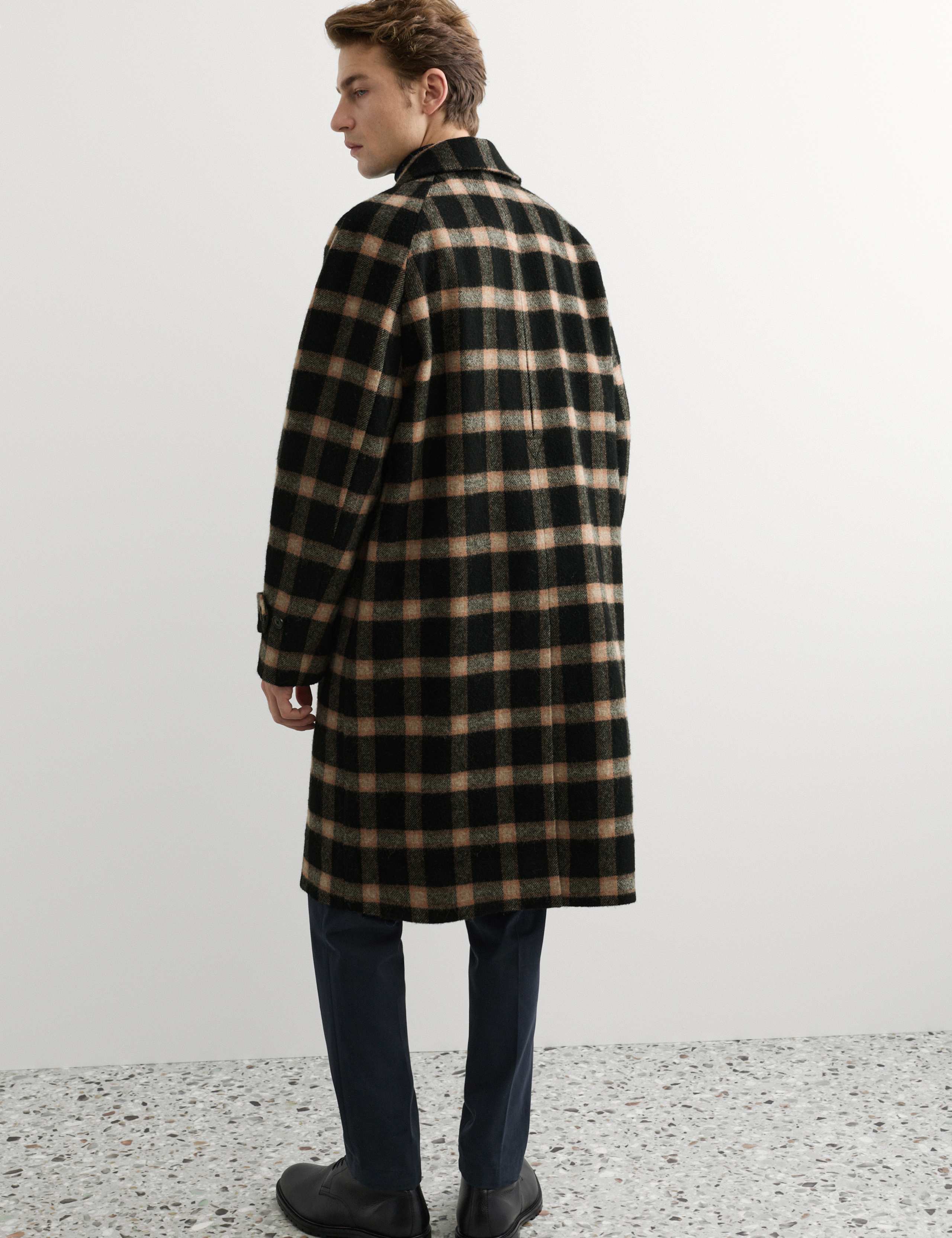 Wool and Cashmere Blend Check Overcoat 5 of 8