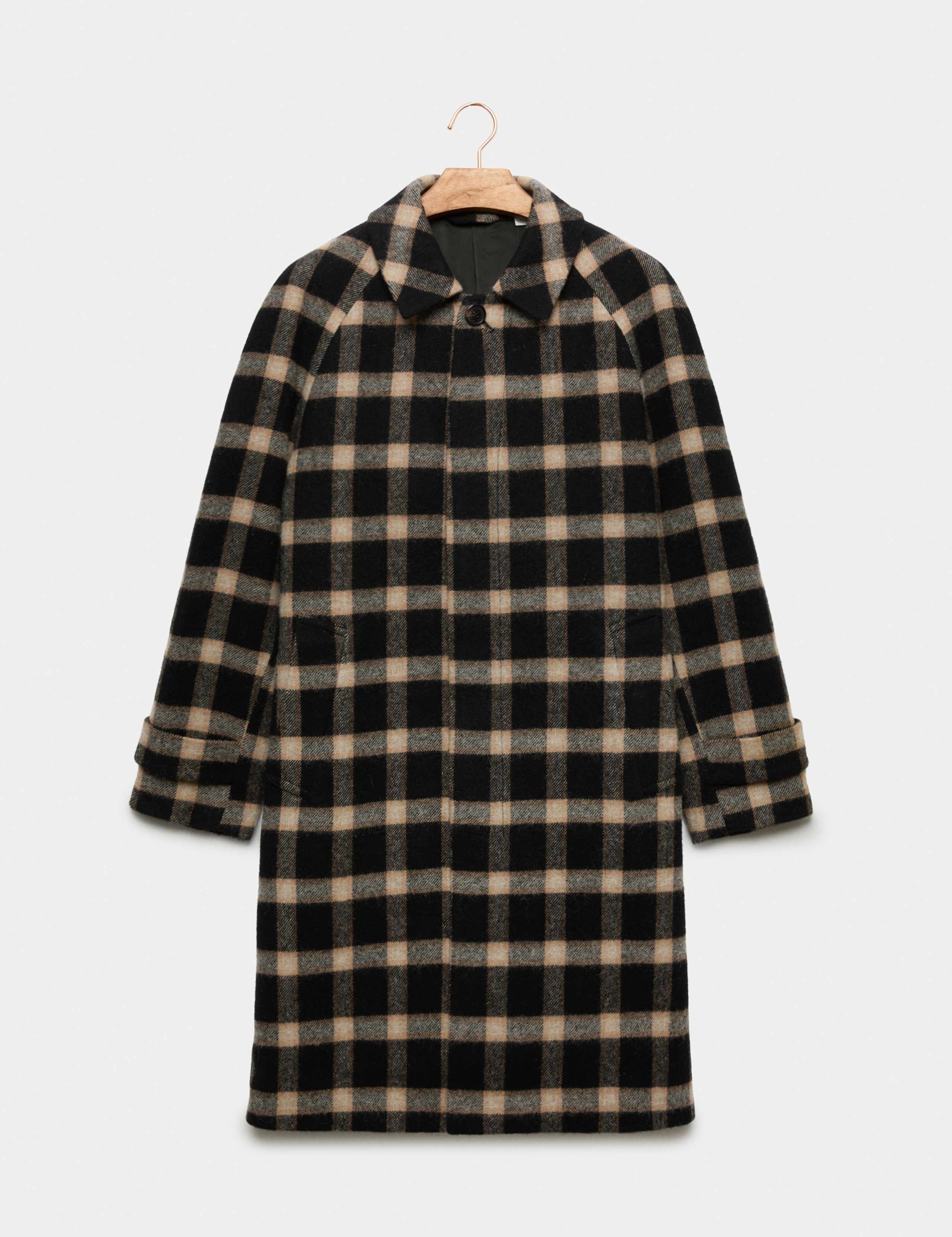 Wool and Cashmere Blend Check Overcoat 2 of 8