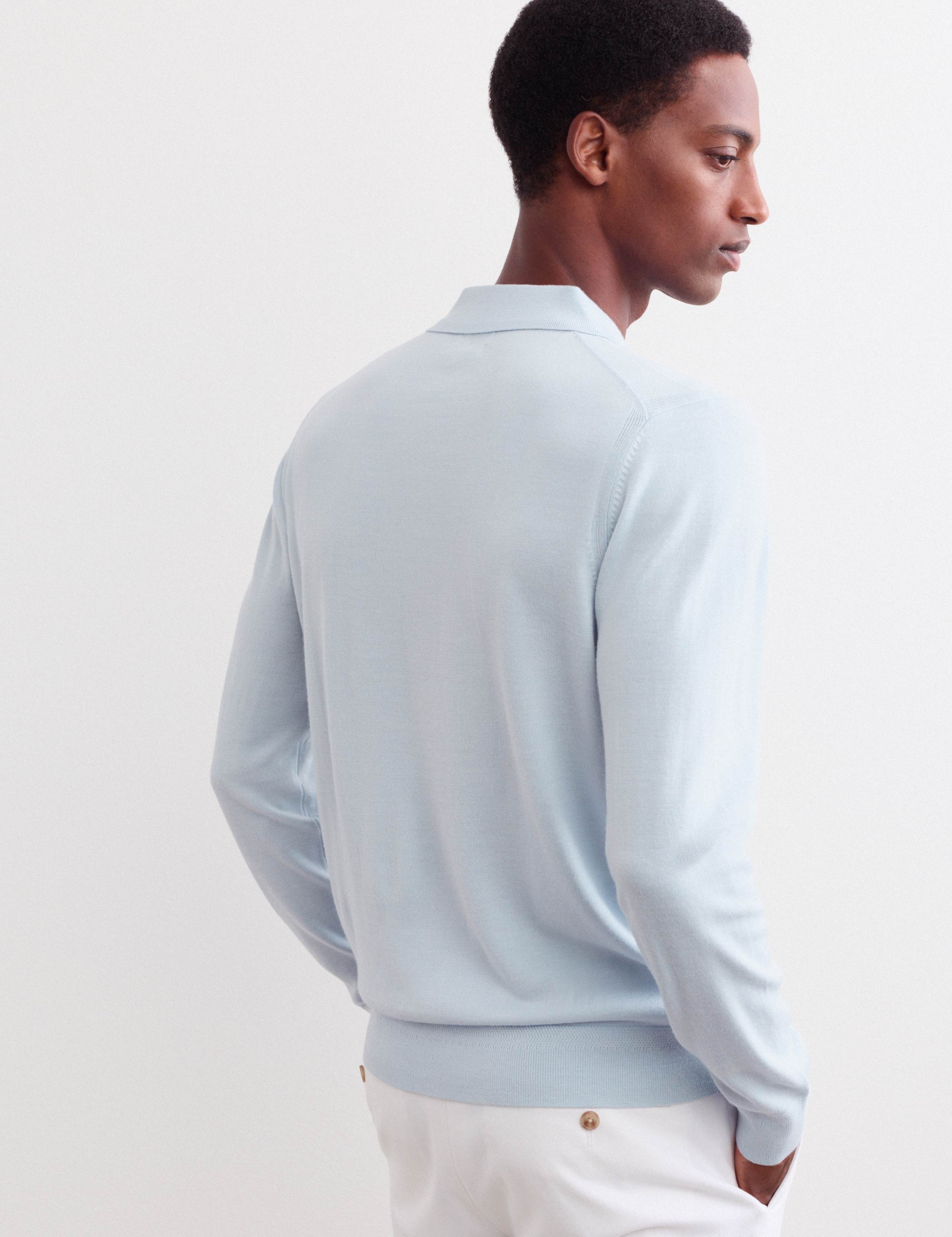 Merino Wool with Silk Knitted Polo Shirt 5 of 8