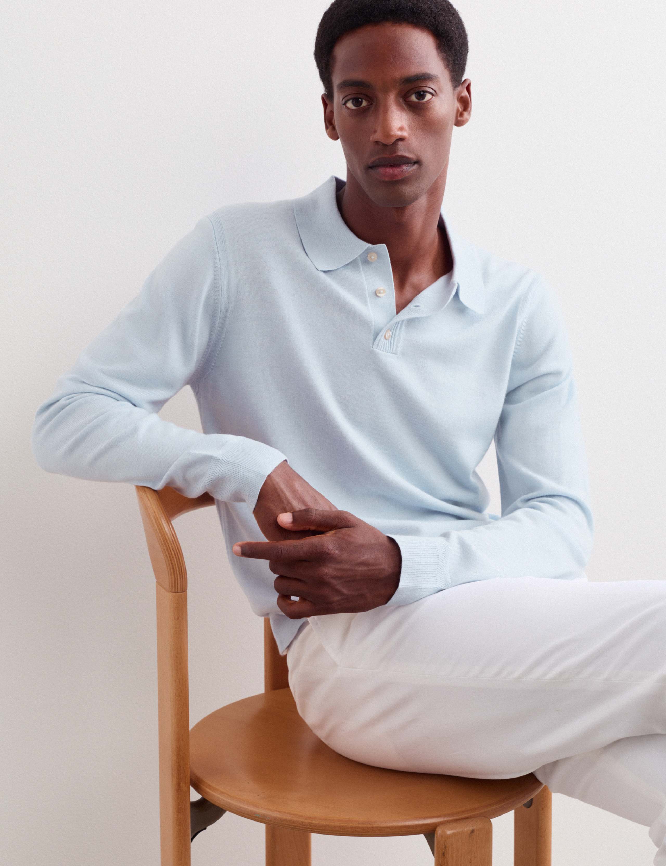 Merino Wool with Silk Knitted Polo Shirt 6 of 8
