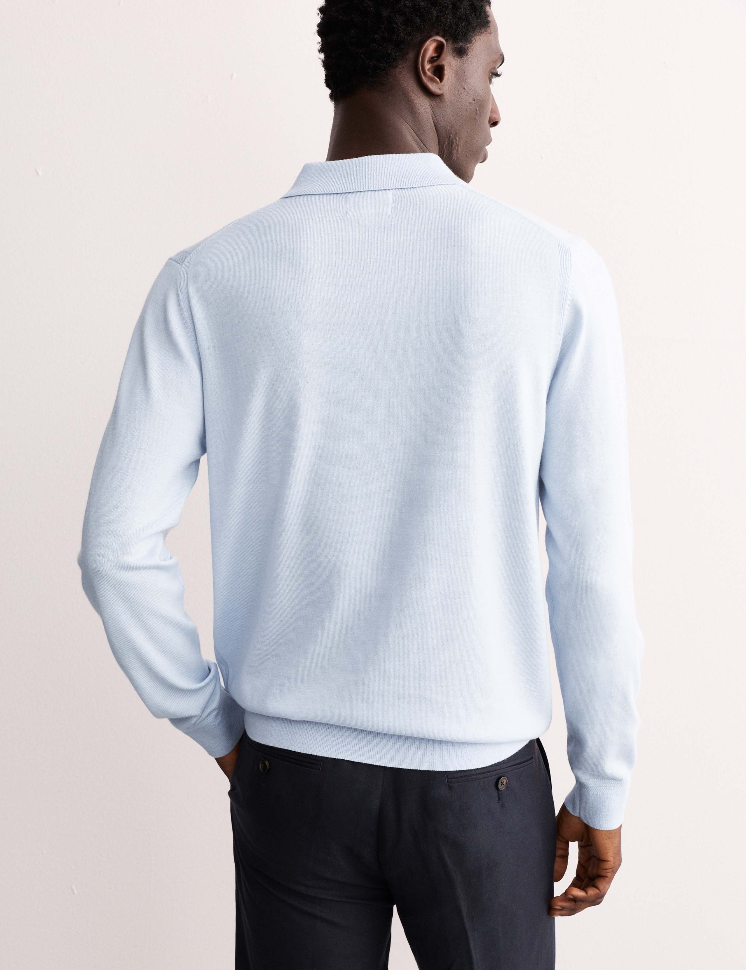 Merino Wool with Silk Knitted Polo Shirt 7 of 8