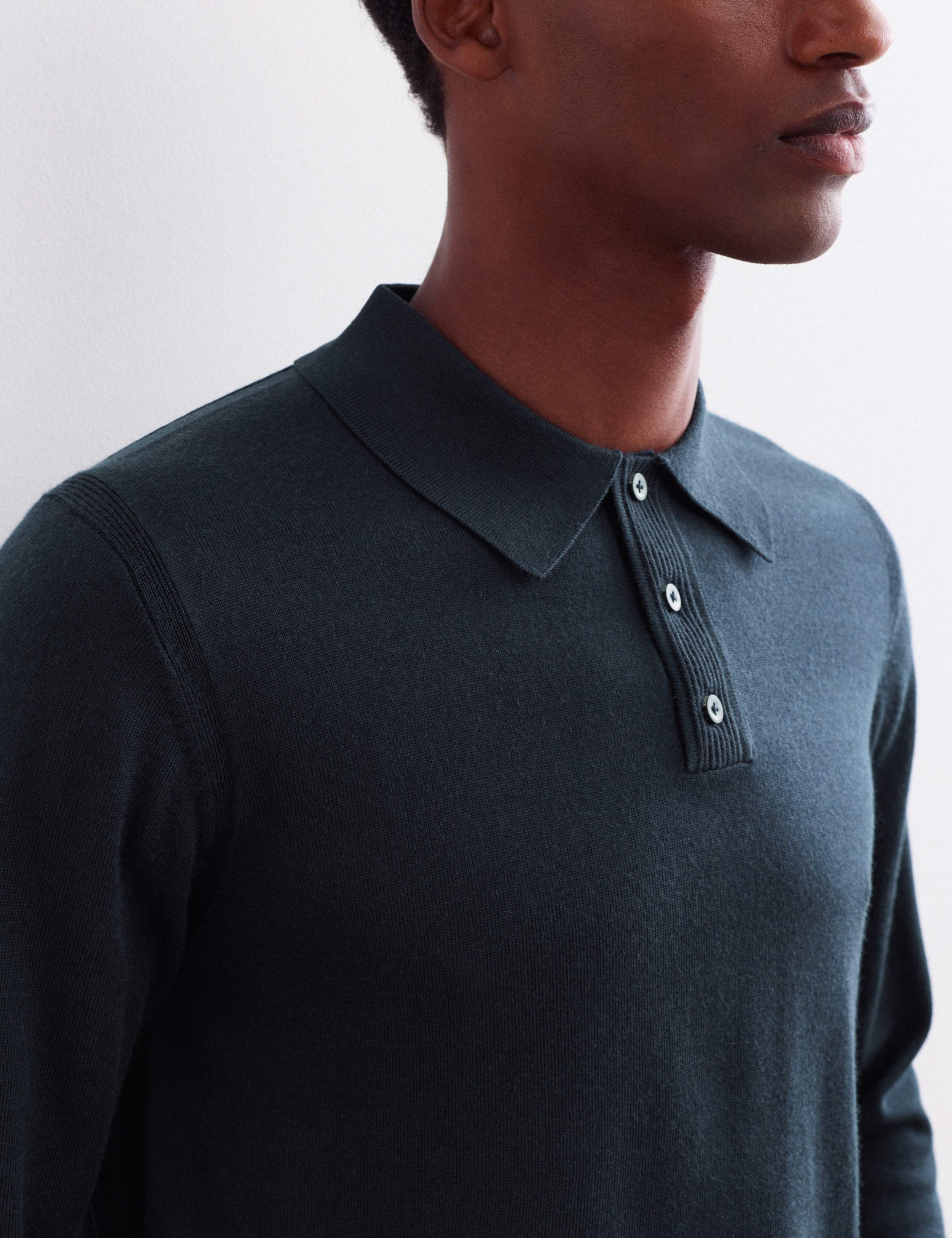 Merino Wool with Silk Knitted Polo Shirt 3 of 8