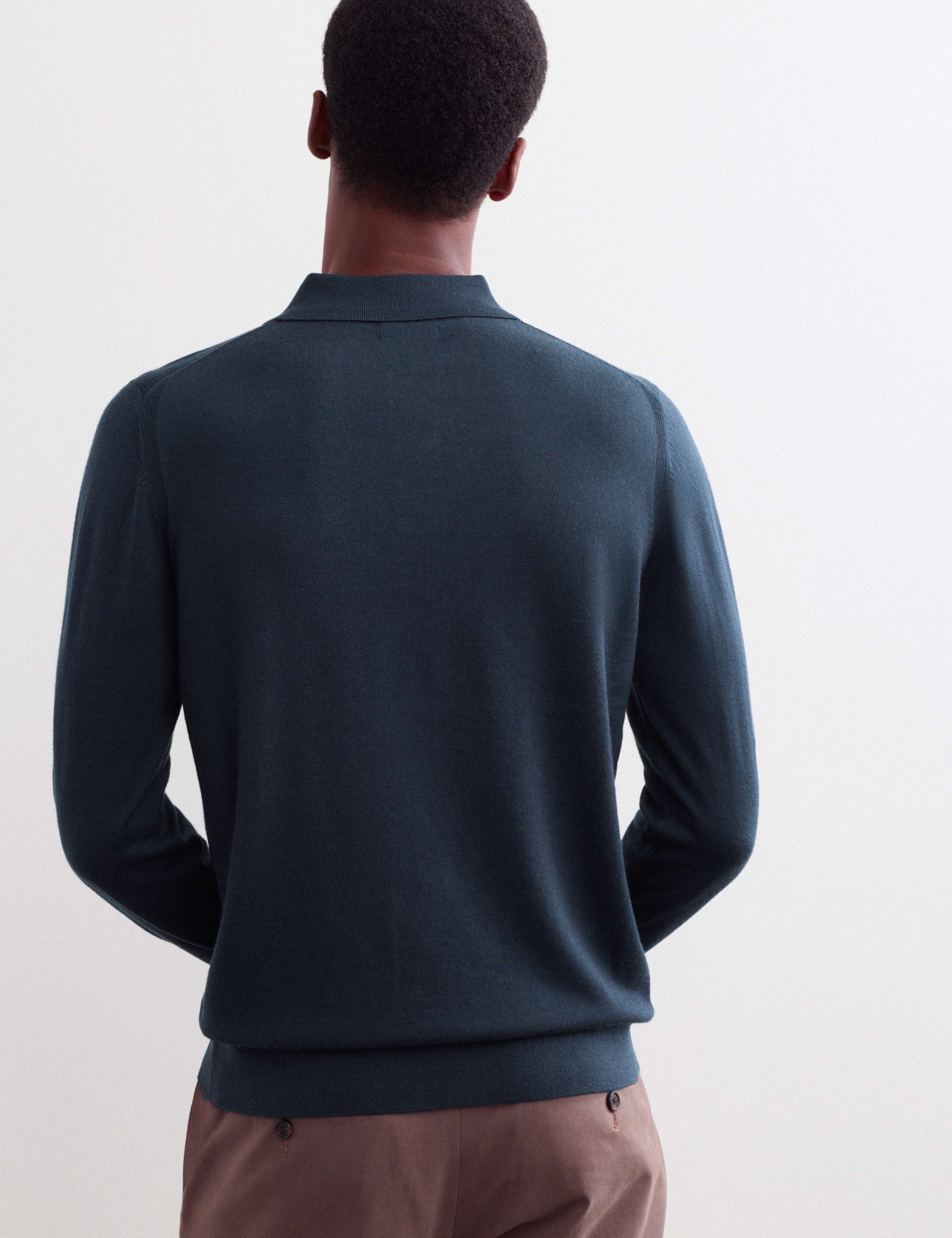 Merino Wool with Silk Knitted Polo Shirt 5 of 8