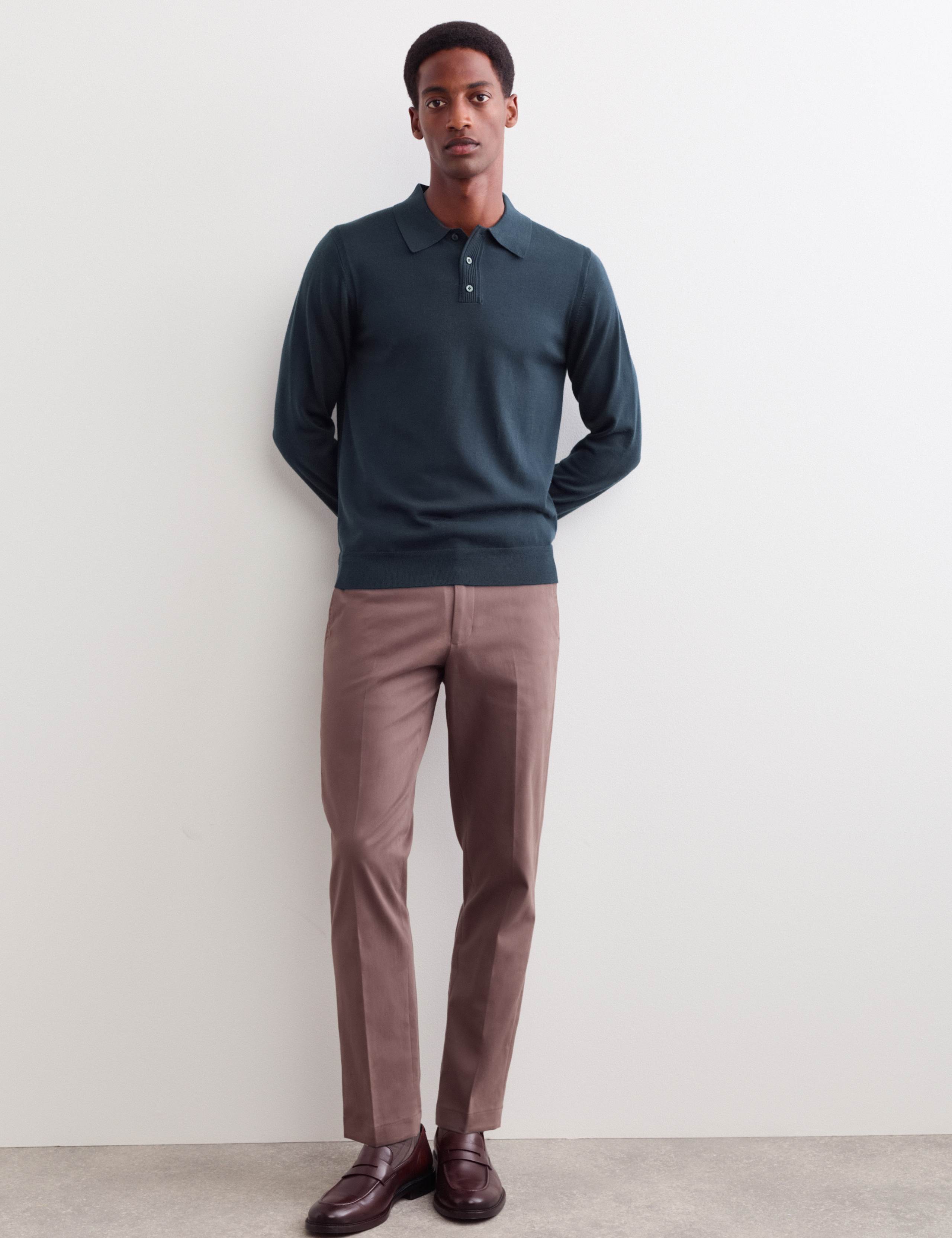 Merino Wool with Silk Knitted Polo Shirt 6 of 8