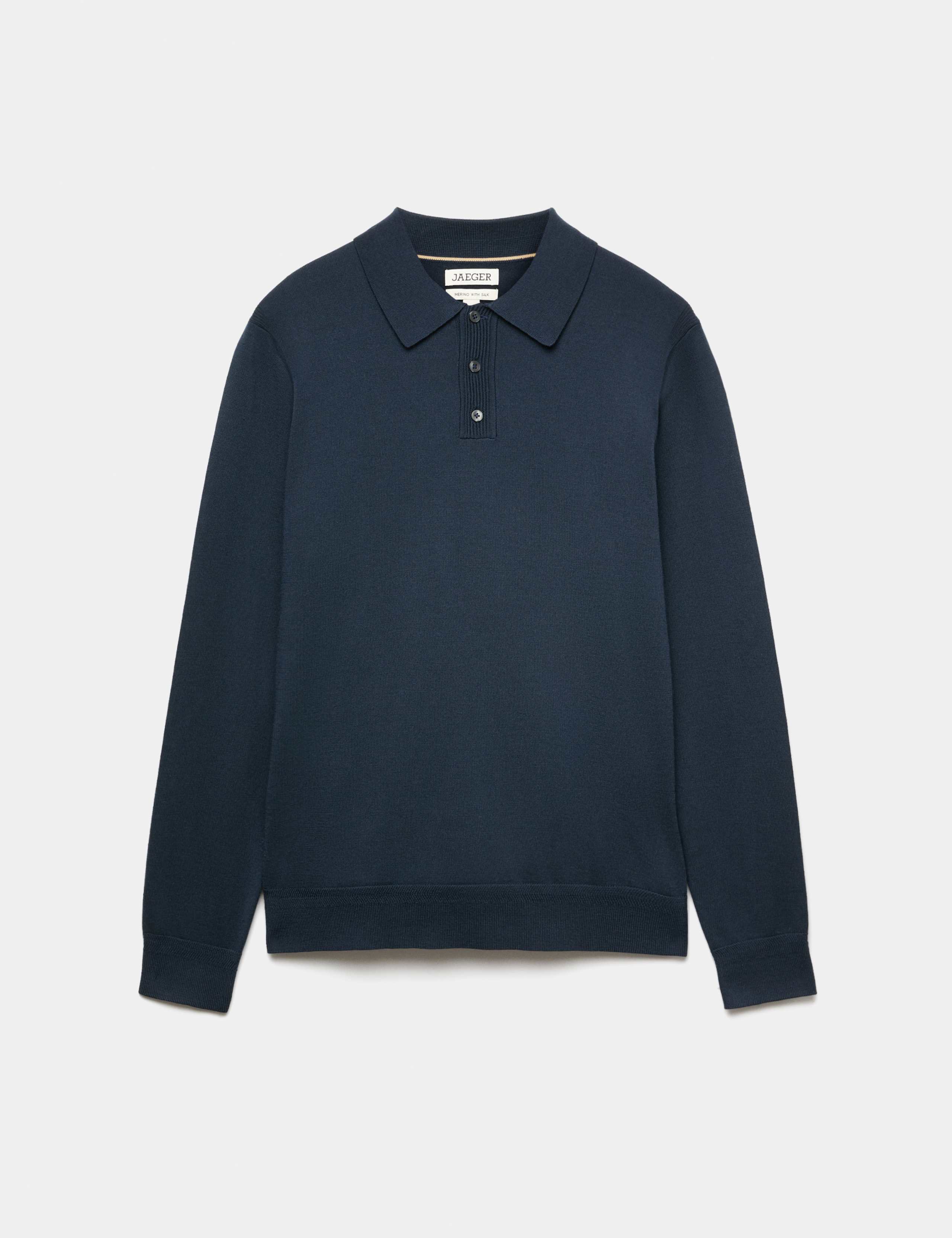 Merino Wool with Silk Knitted Polo Shirt 2 of 8
