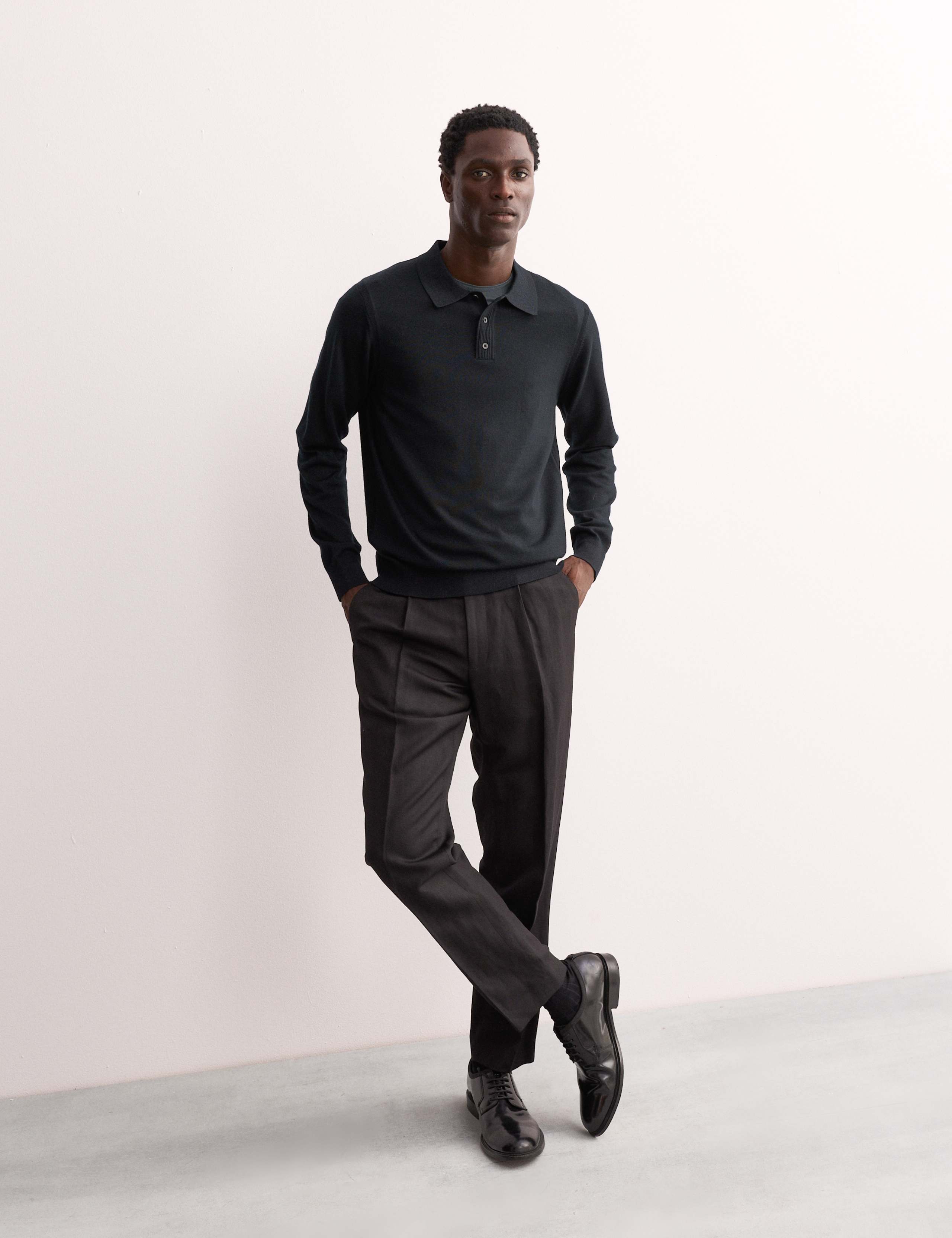 Merino Wool with Silk Knitted Polo Shirt 4 of 8