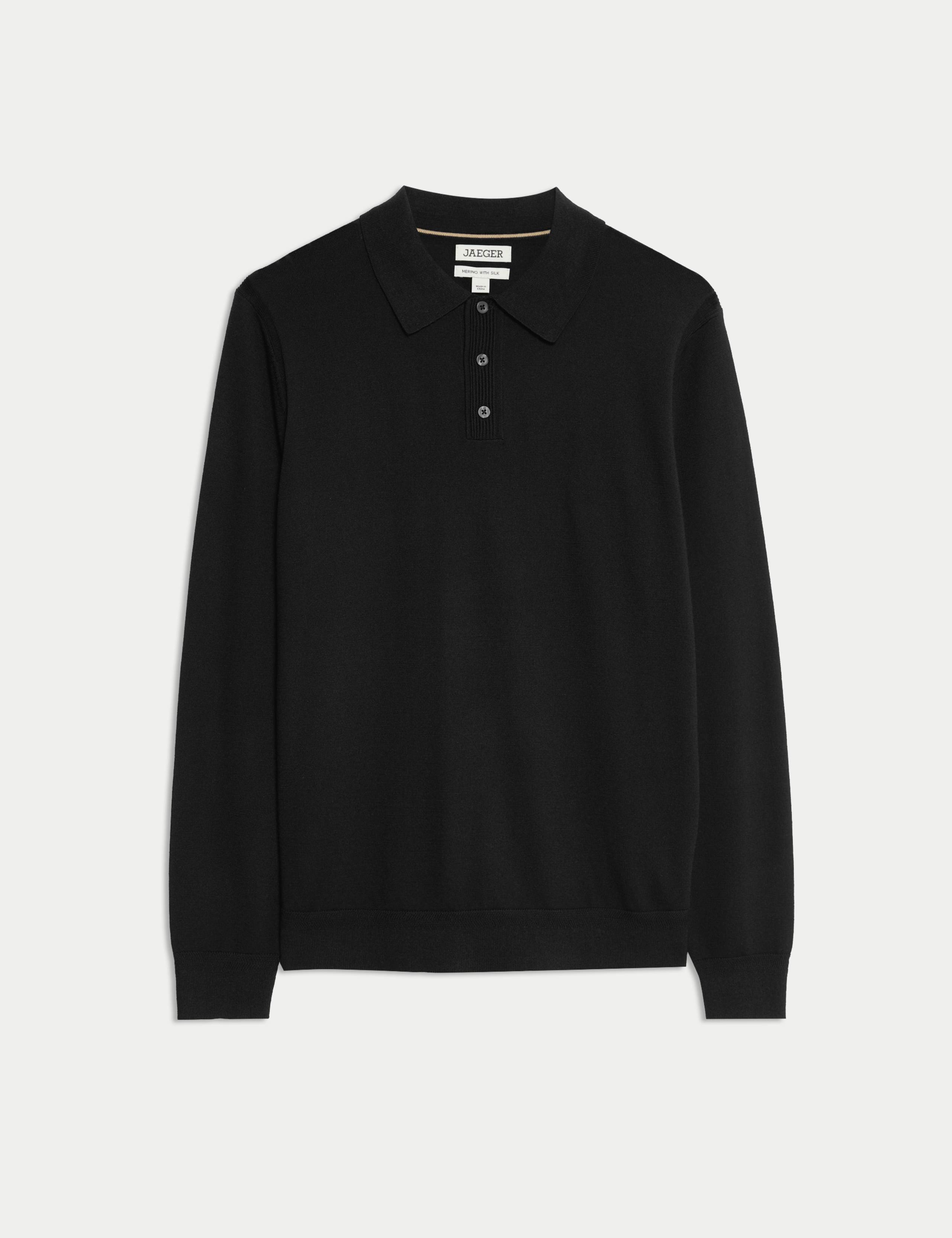 Merino Wool with Silk Knitted Polo Shirt 2 of 8