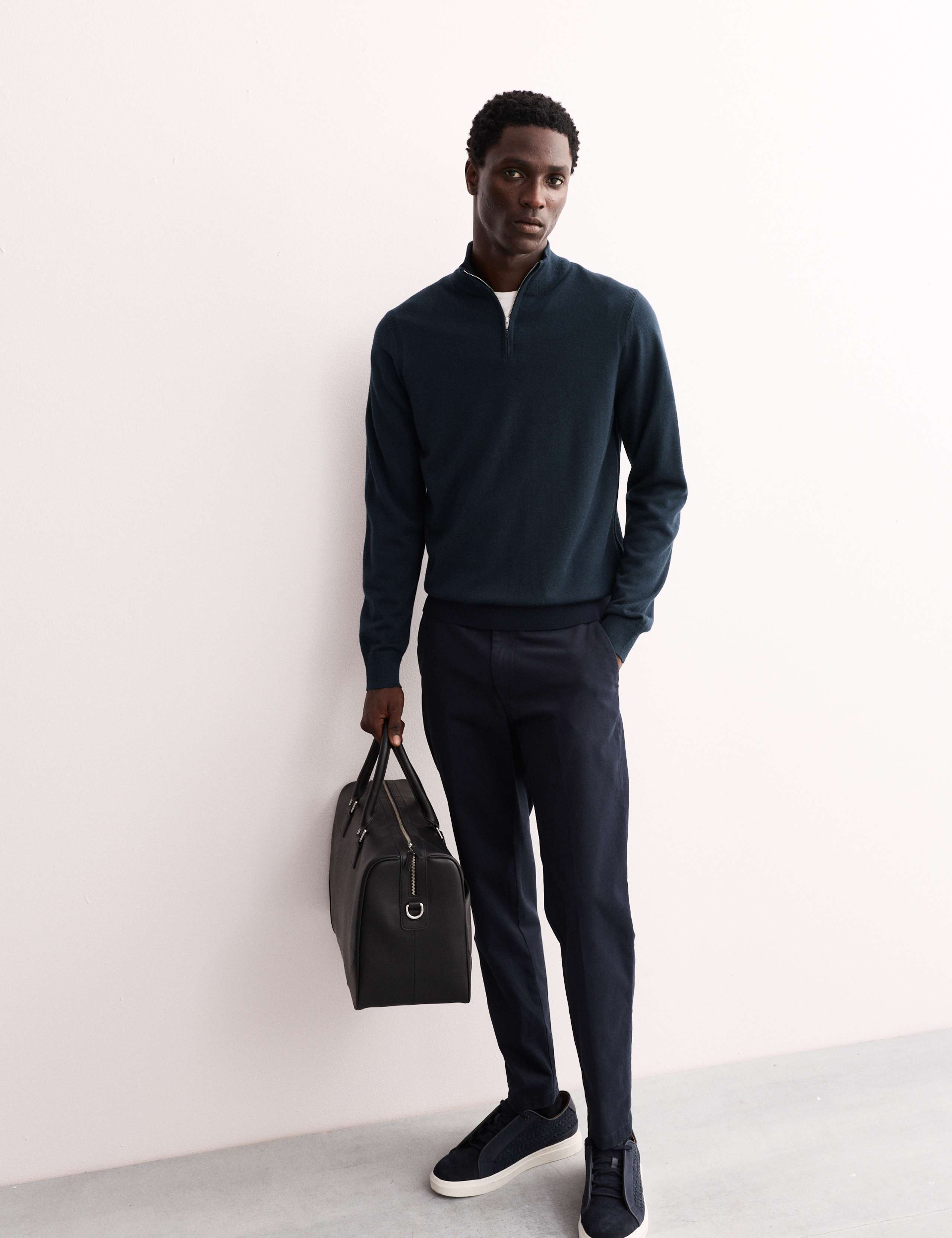 Merino Wool with Silk Half Zip Jumper 1 of 8