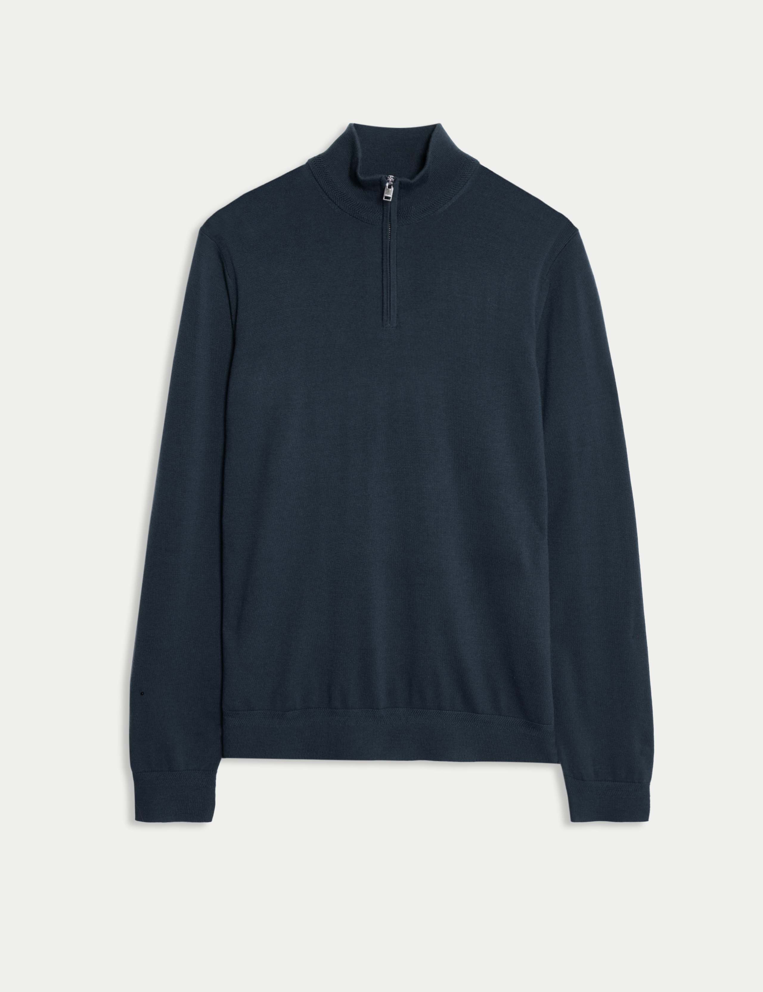 Merino Wool with Silk Half Zip Jumper 2 of 8