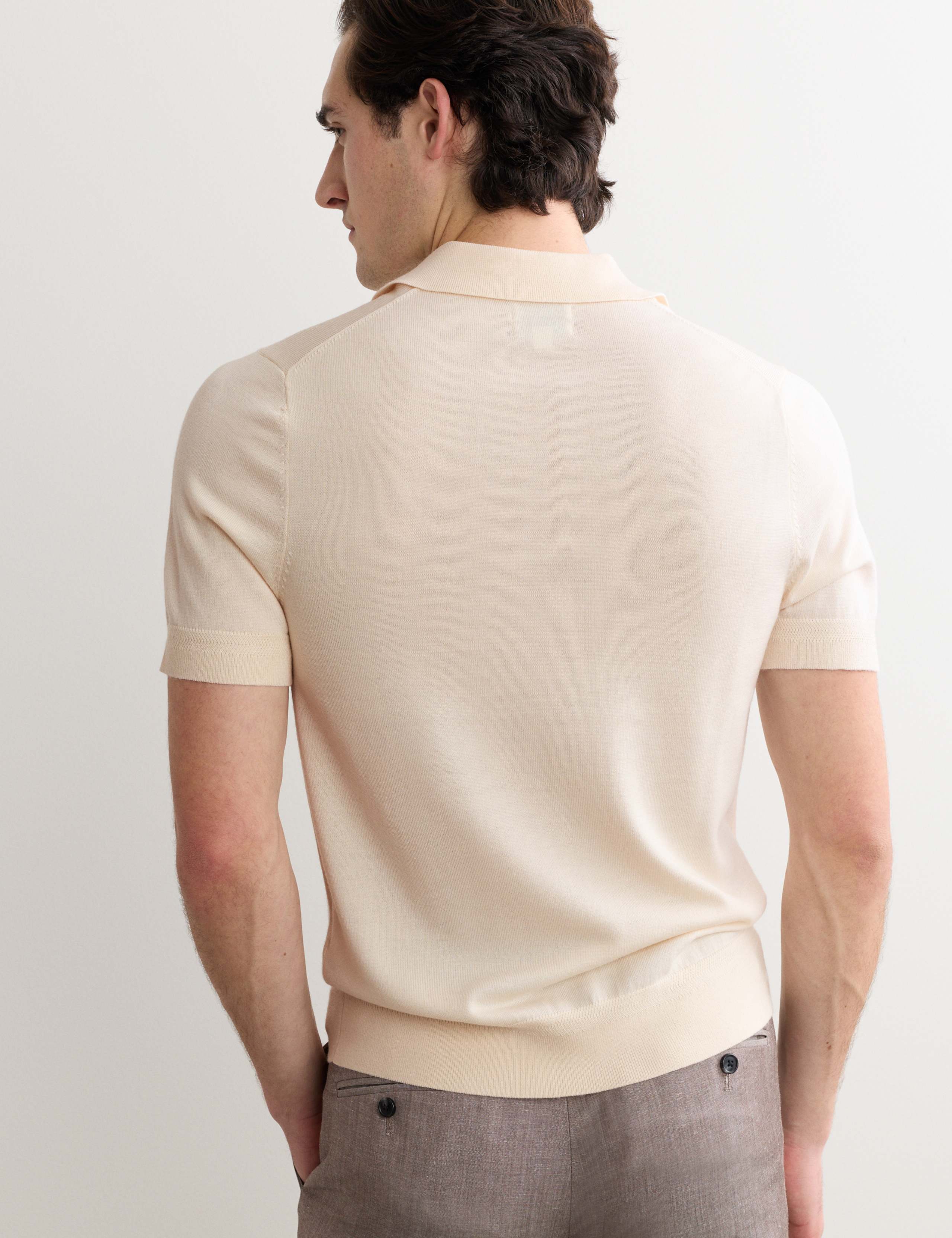 Merino Wool with Silk Knitted Polo Shirt 4 of 5