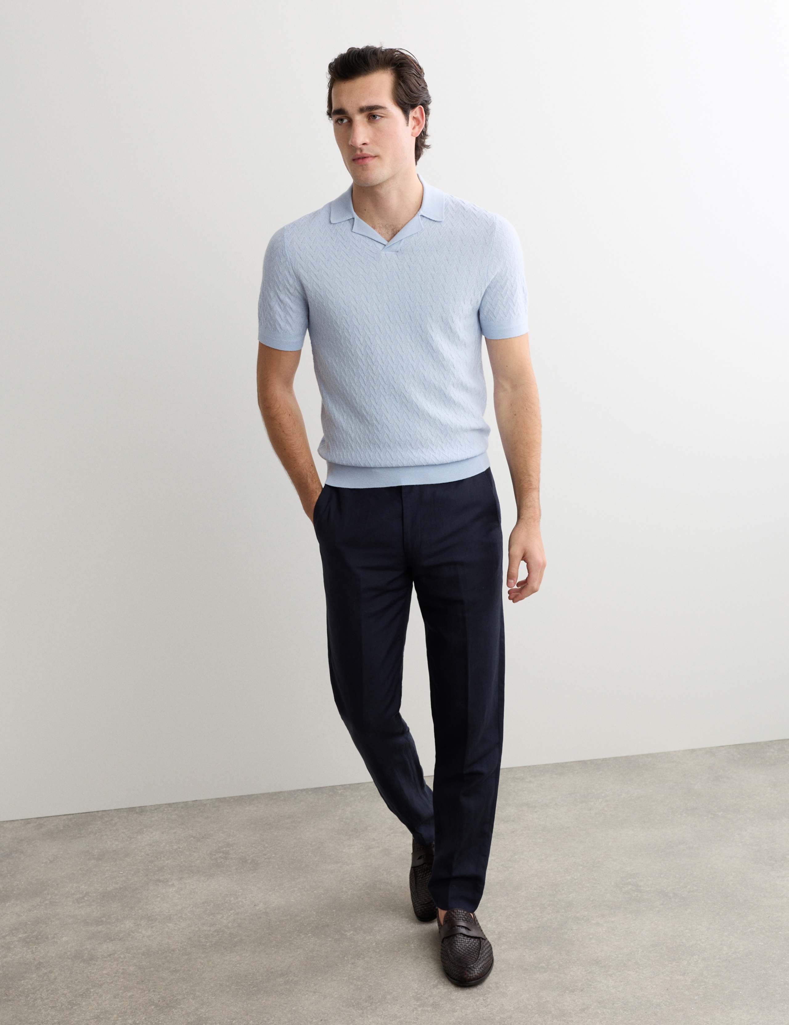 Merino Wool with Silk Knitted Polo Shirt 4 of 6