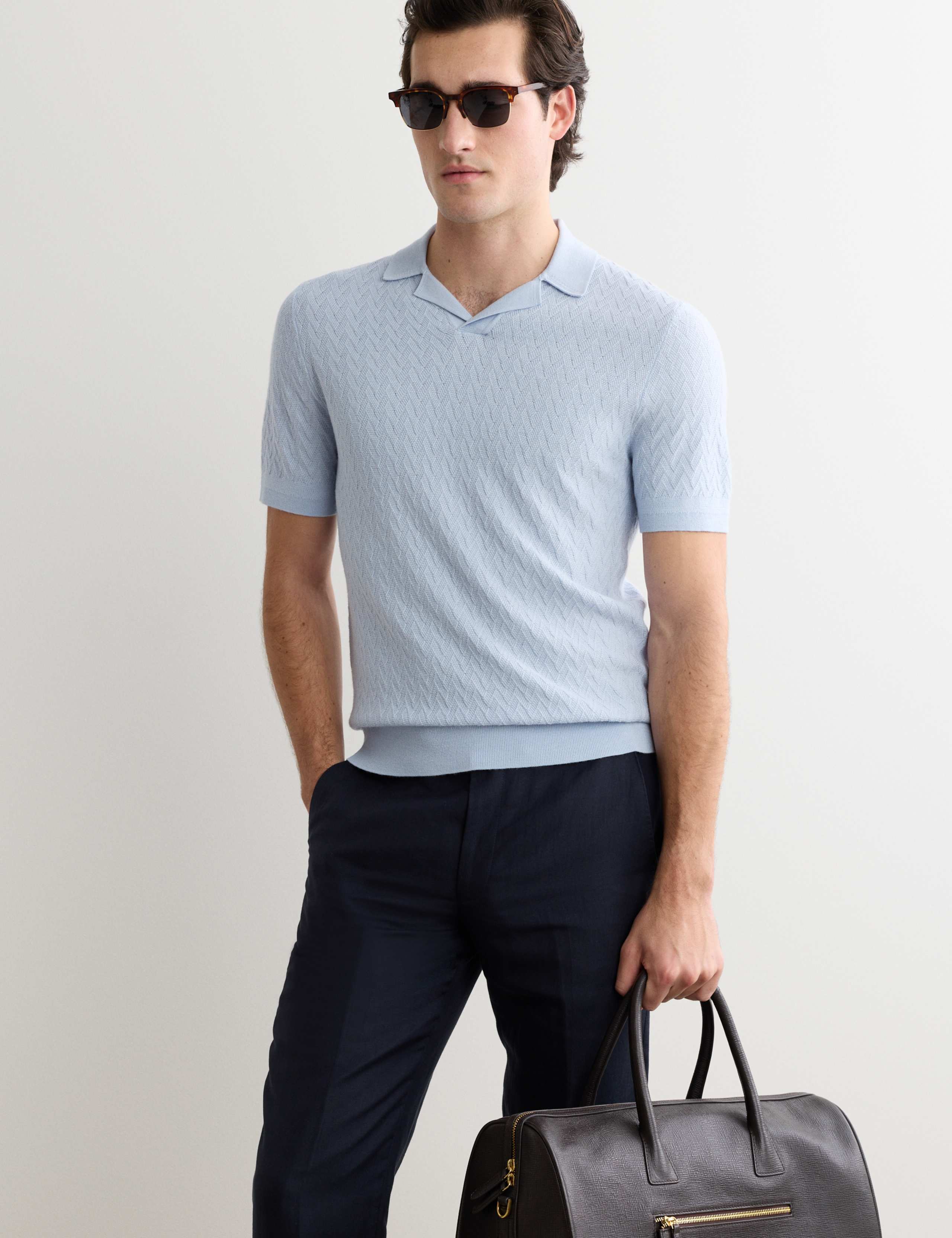 Merino Wool with Silk Knitted Polo Shirt 6 of 6