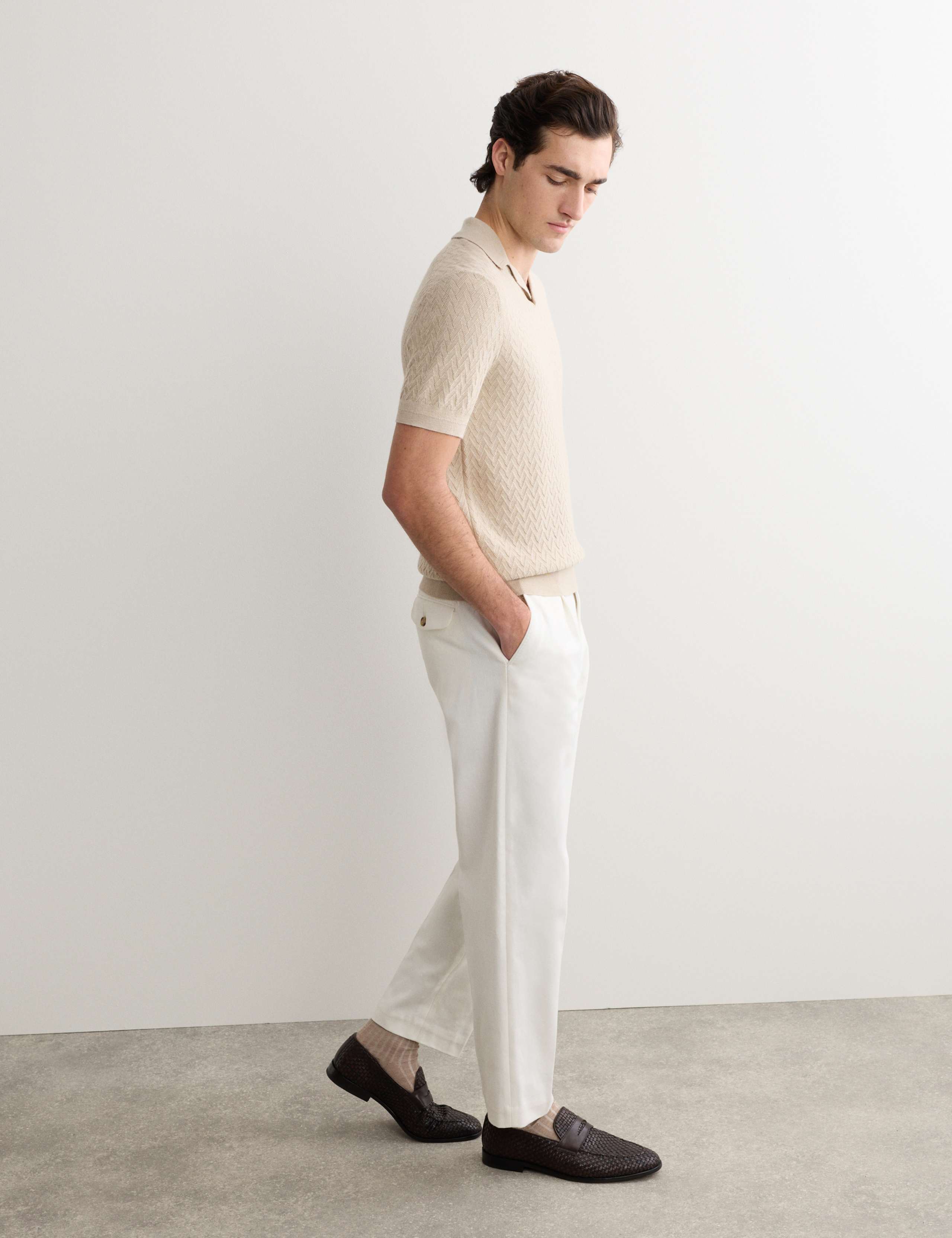 Merino Wool with Silk Knitted Polo Shirt 3 of 5