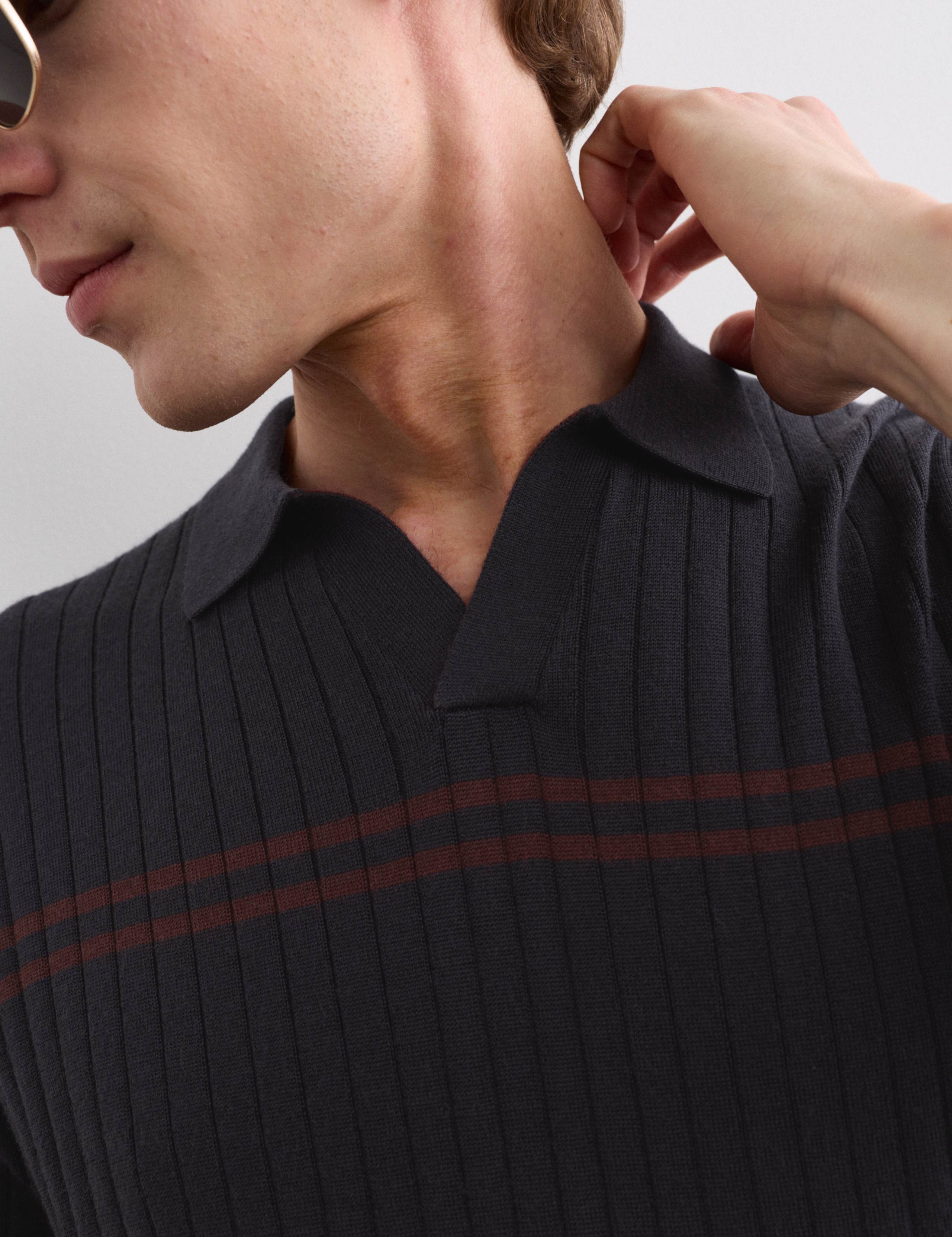 Merino Wool Rich Knitted Polo Shirt with Silk 3 of 7