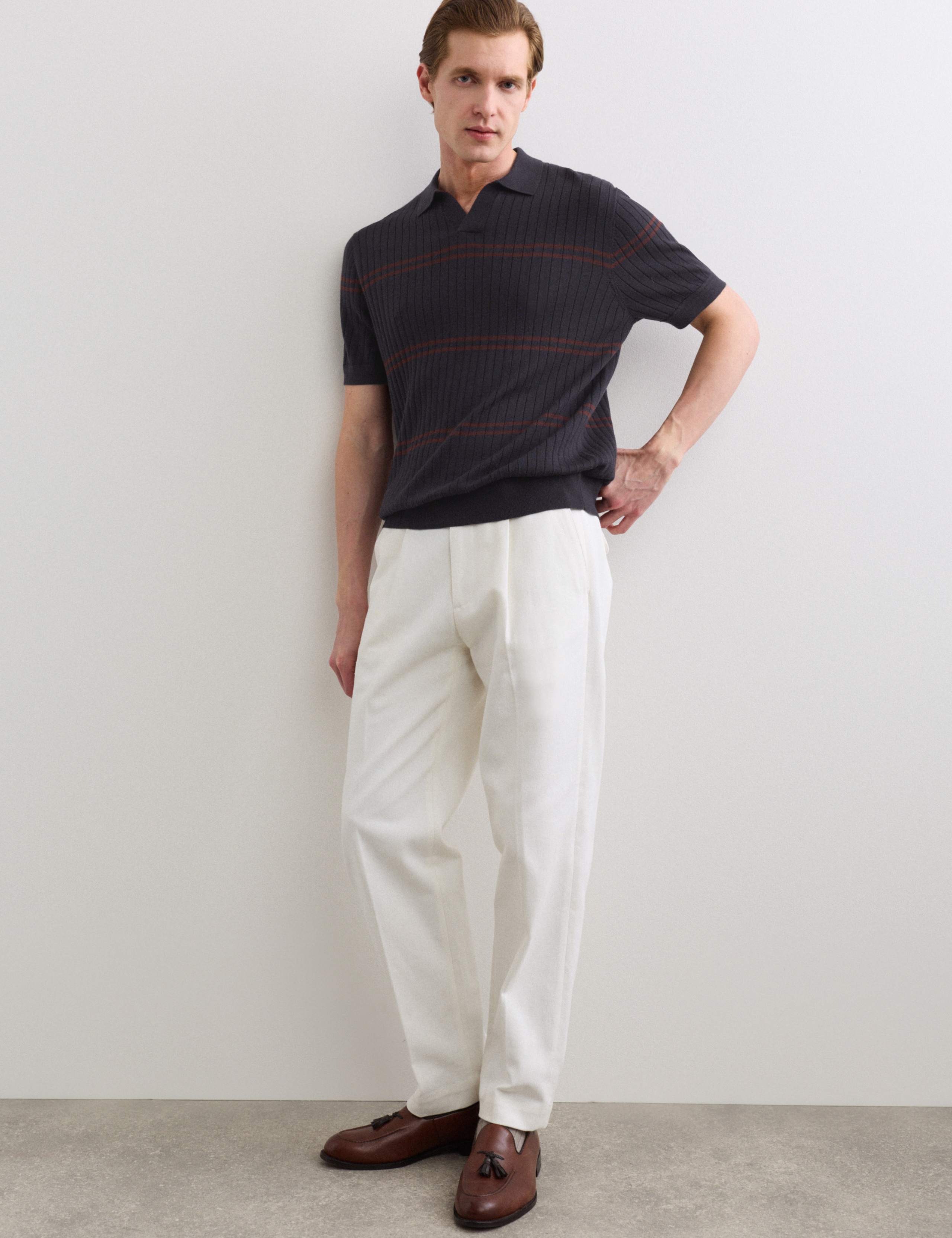 Merino Wool Rich Knitted Polo Shirt with Silk 4 of 7