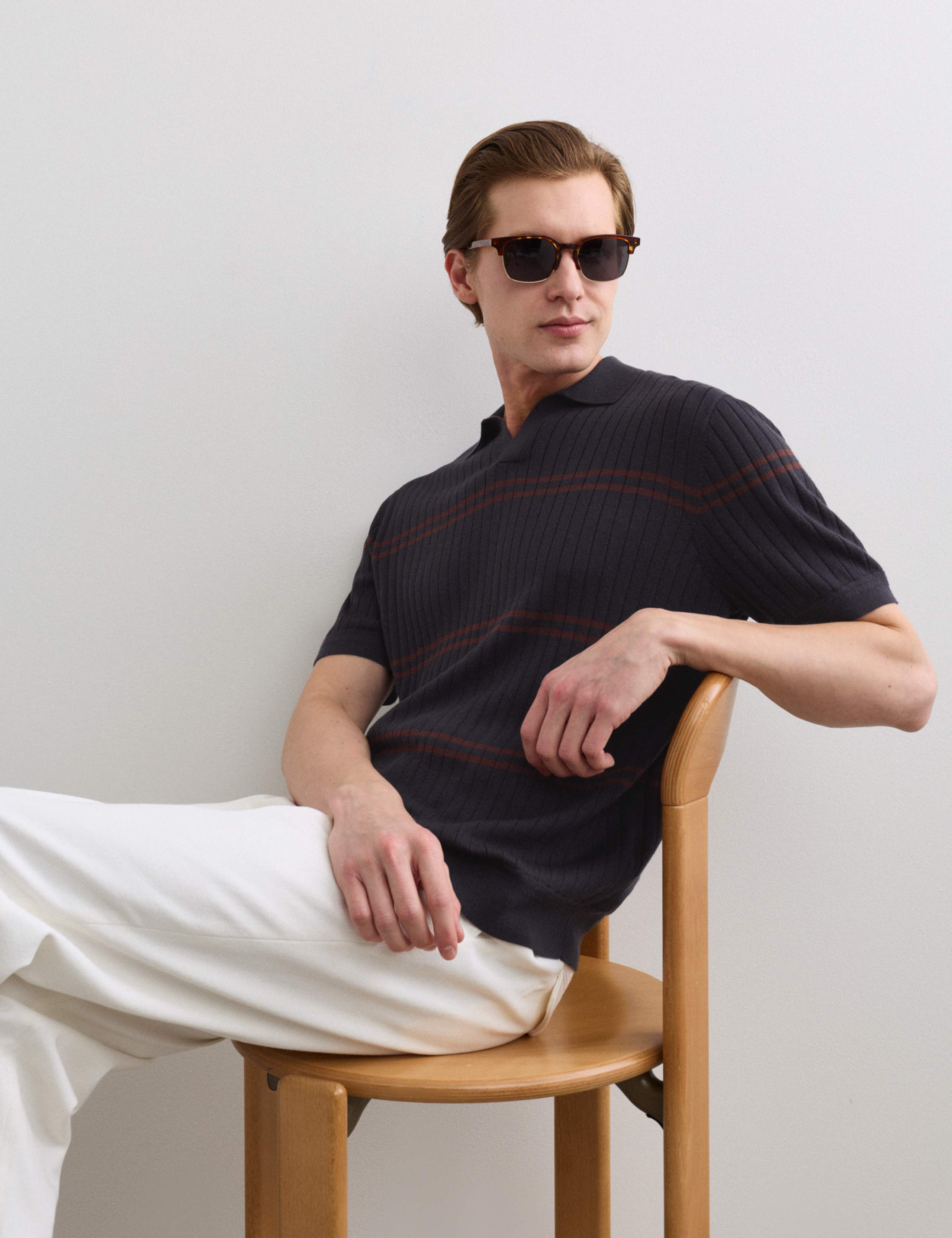 Merino Wool Rich Knitted Polo Shirt with Silk 5 of 7