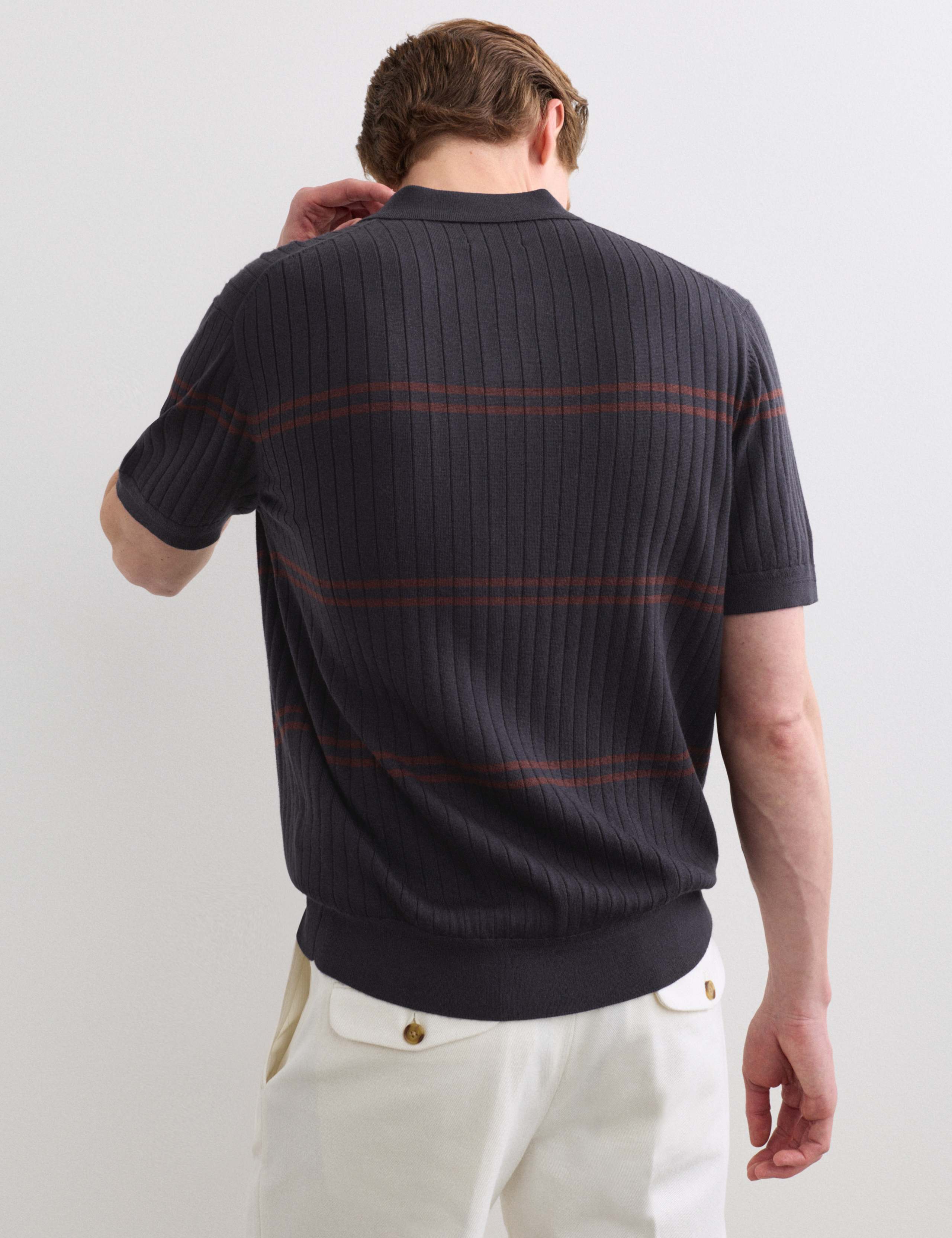 Merino Wool Rich Knitted Polo Shirt with Silk 7 of 7