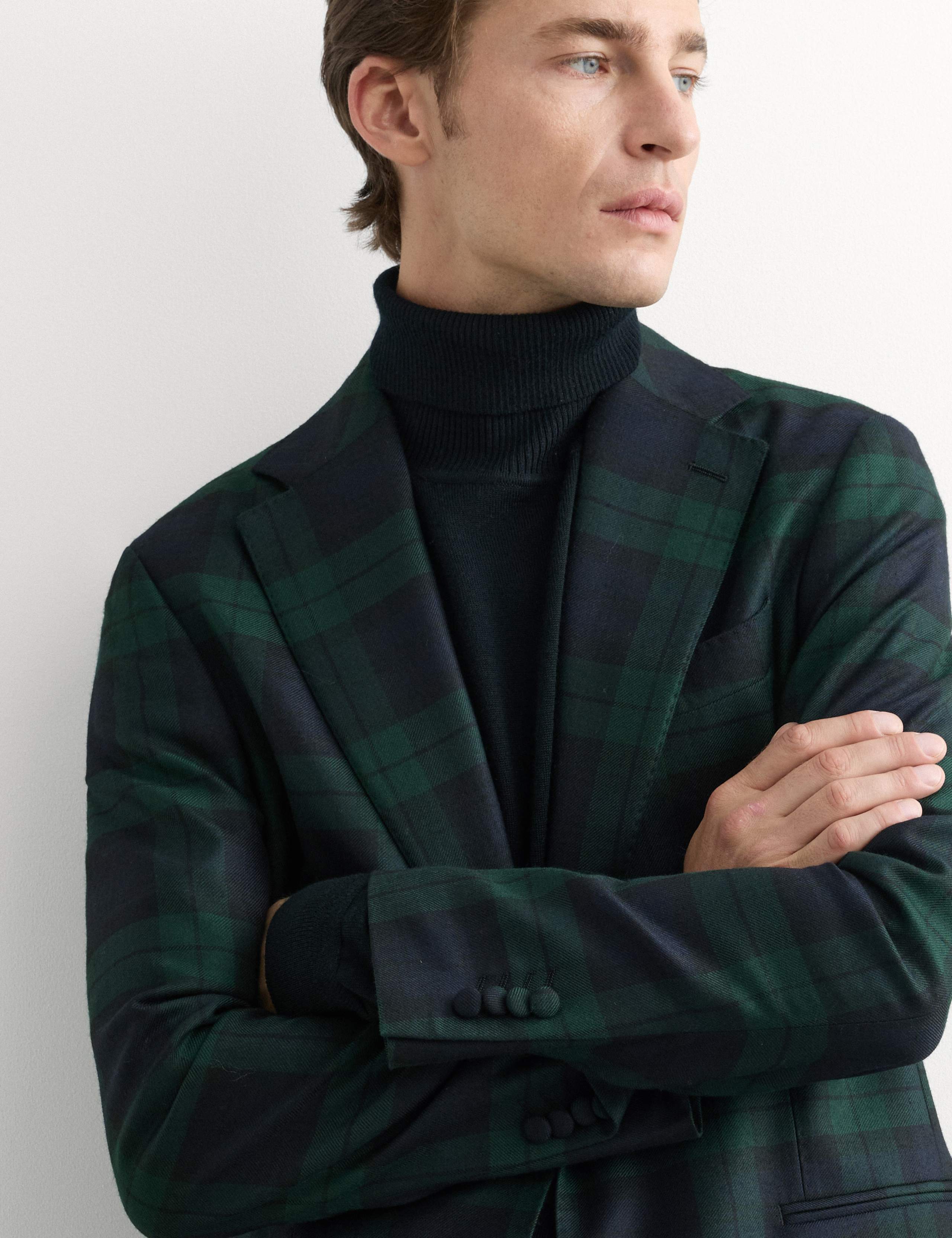 Tailored Fit Pure Wool Watch Check Jacket 3 of 7