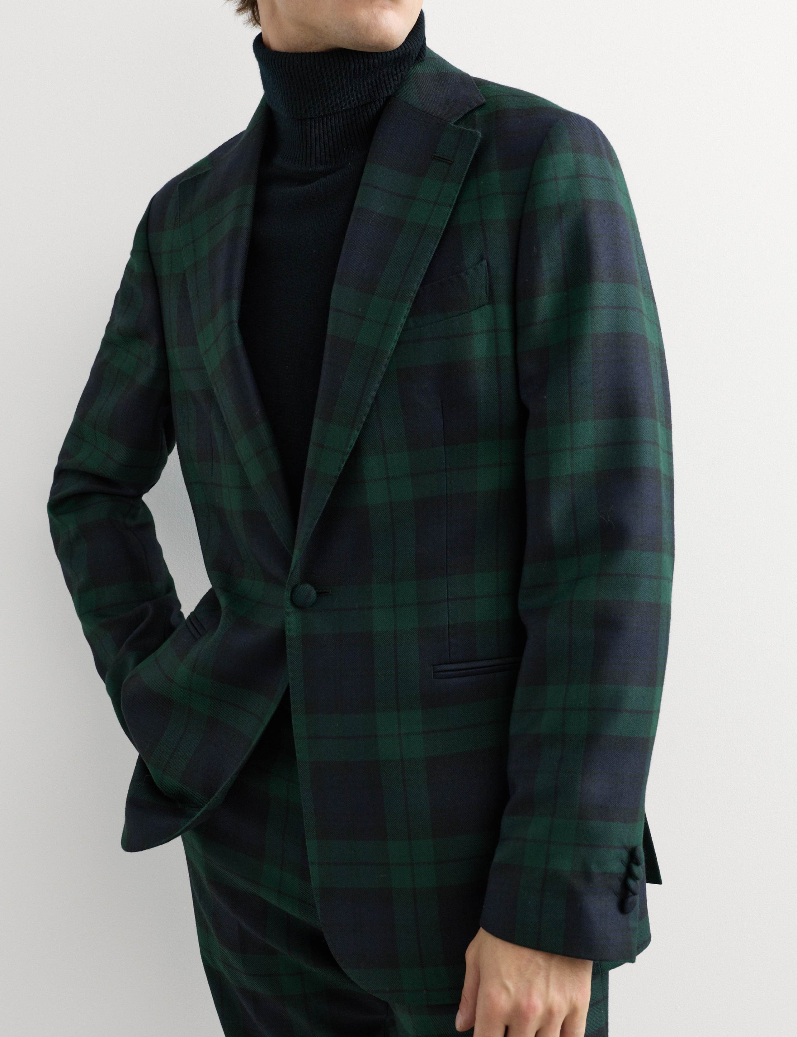 Tailored Fit Pure Wool Watch Check Jacket 4 of 7
