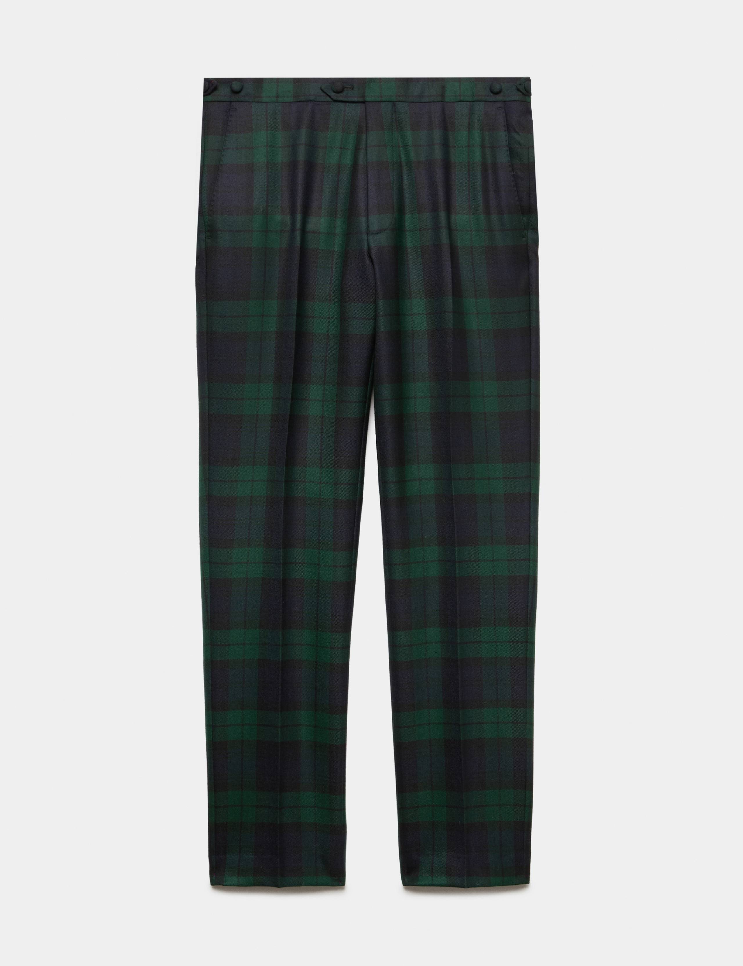 Tailored Fit Pure Wool Watch Check Trousers 2 of 6