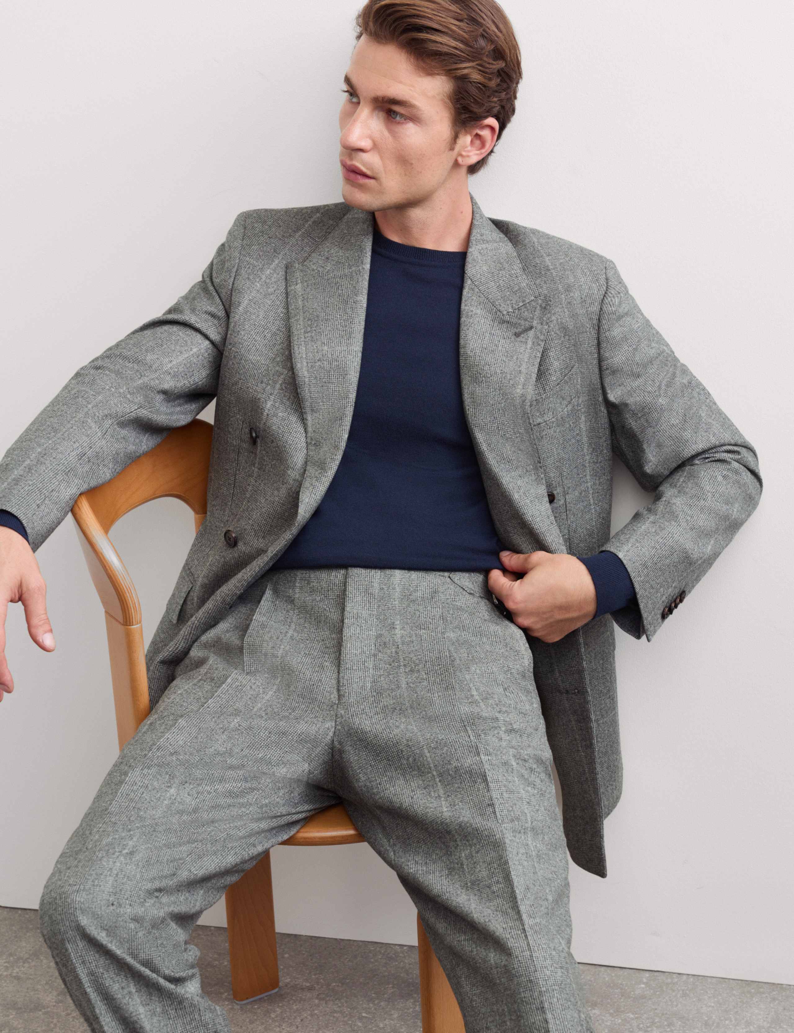Tailored Fit Pure Wool Double Breasted Check Jacket 7 of 7
