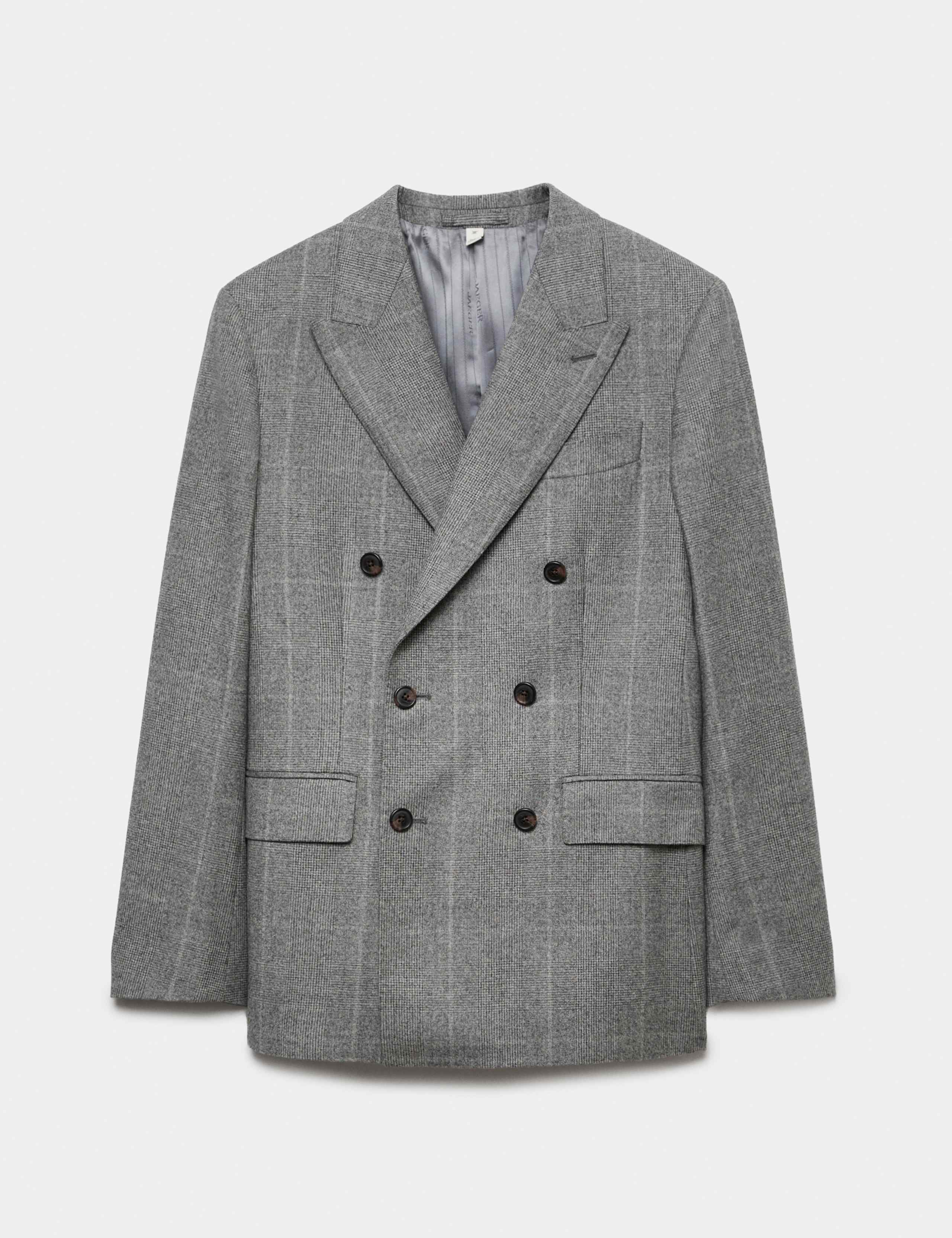 Tailored Fit Pure Wool Double Breasted Check Jacket 2 of 7