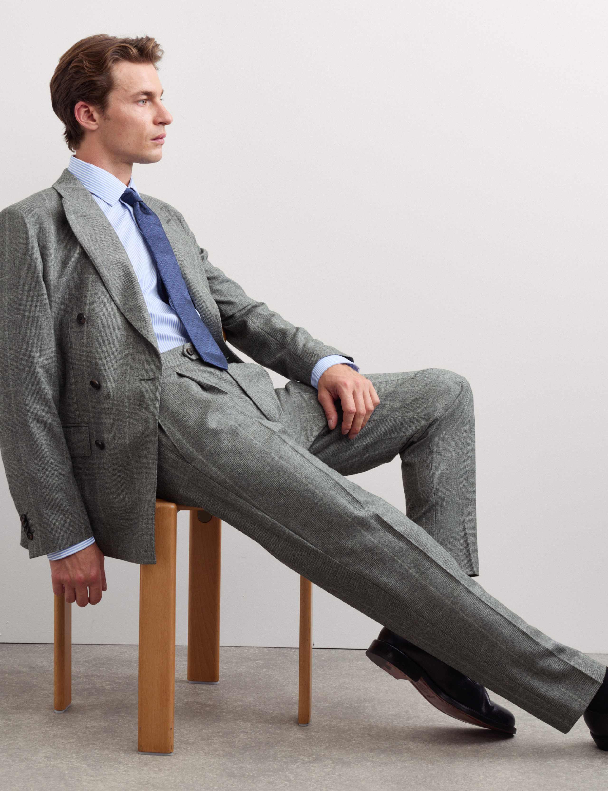 Tailored Fit Italian Wool Check Trousers 6 of 7