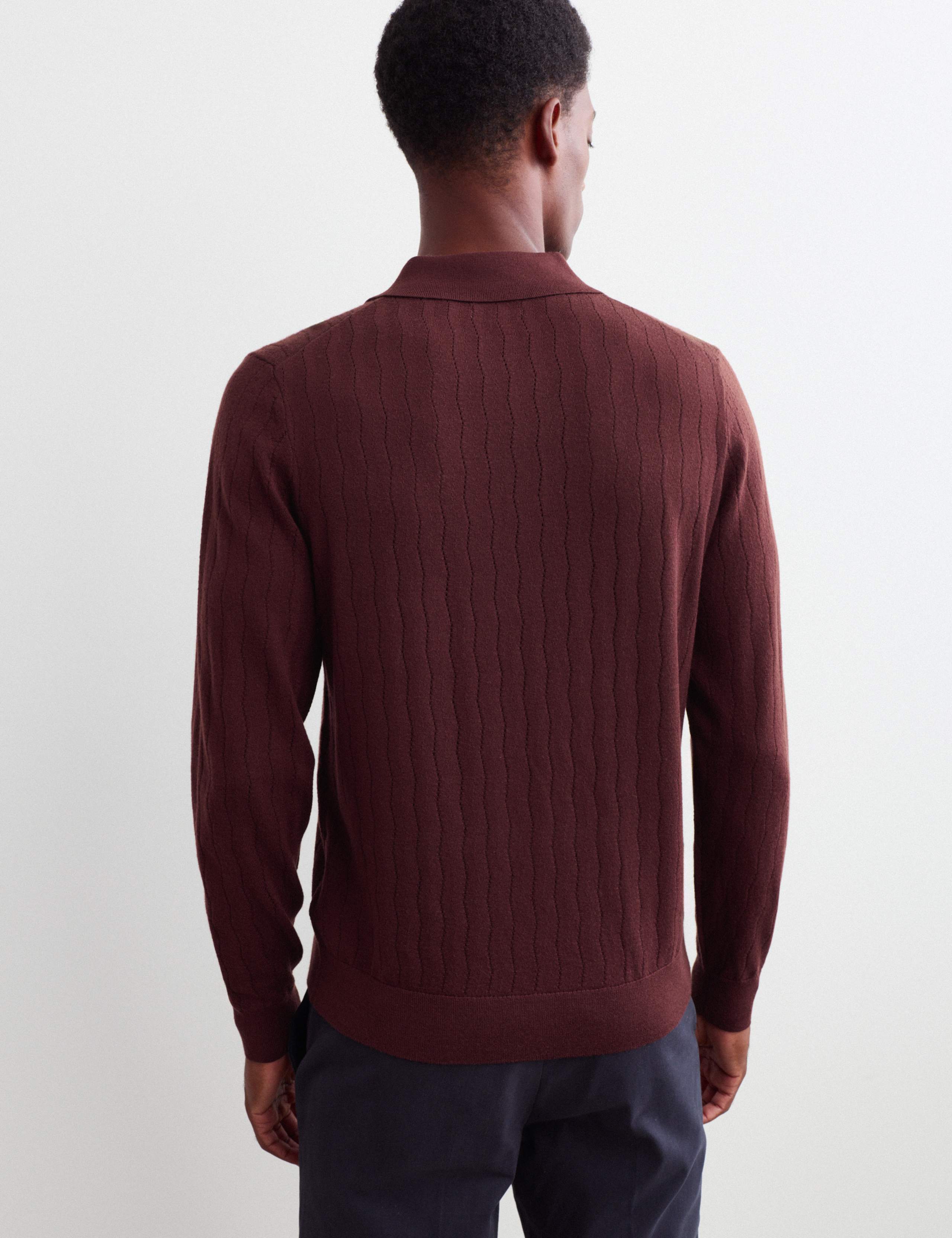 Merino Wool Rich Knitted Polo Shirt with Silk 6 of 7