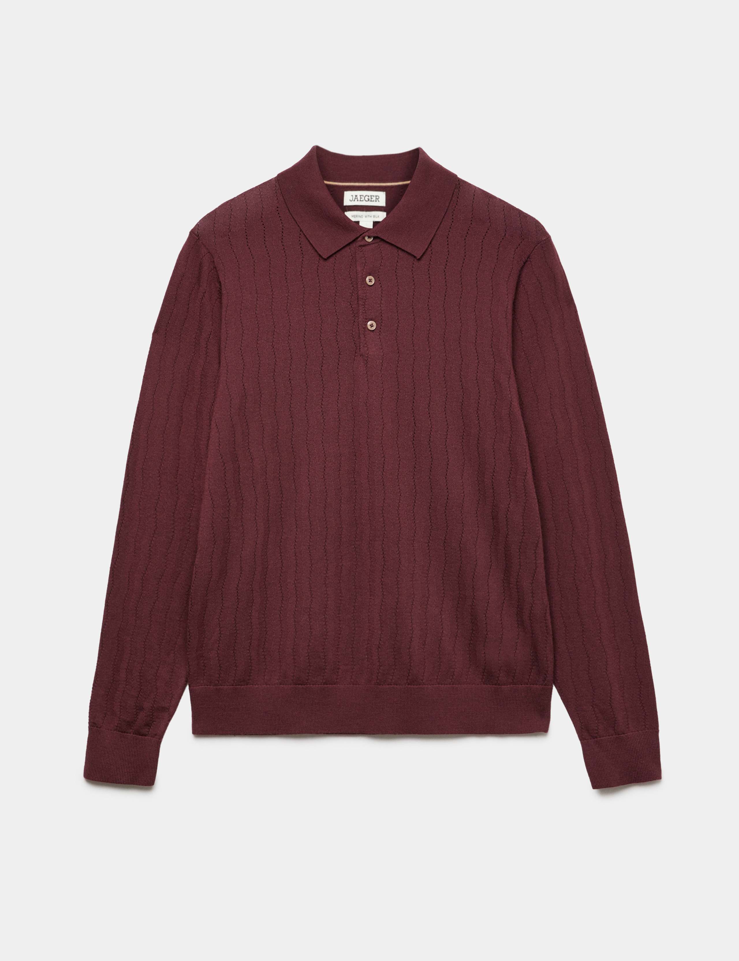 Merino Wool Rich Knitted Polo Shirt with Silk 2 of 7