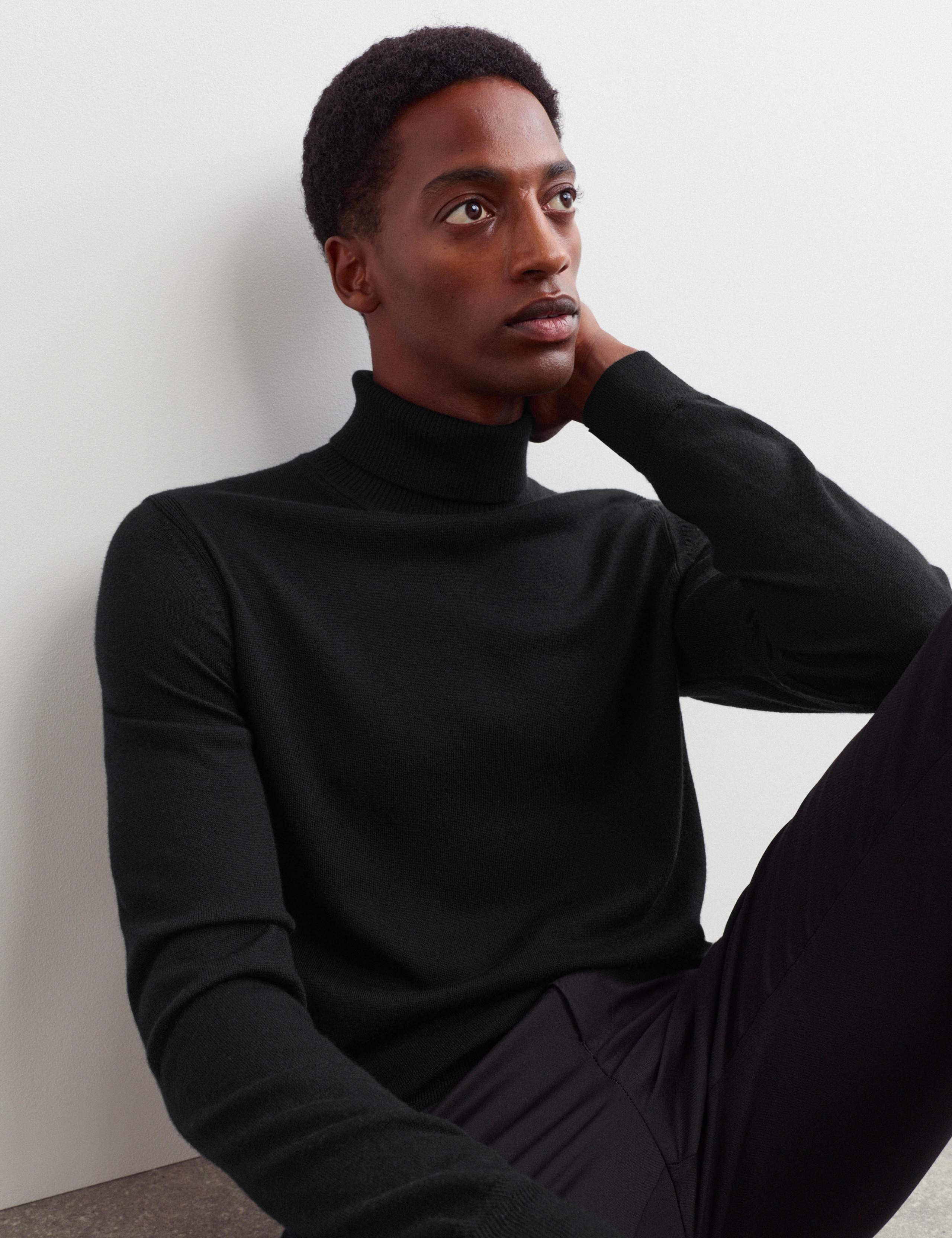 Merino Wool Rich Roll Neck Jumper with Silk 8 of 8