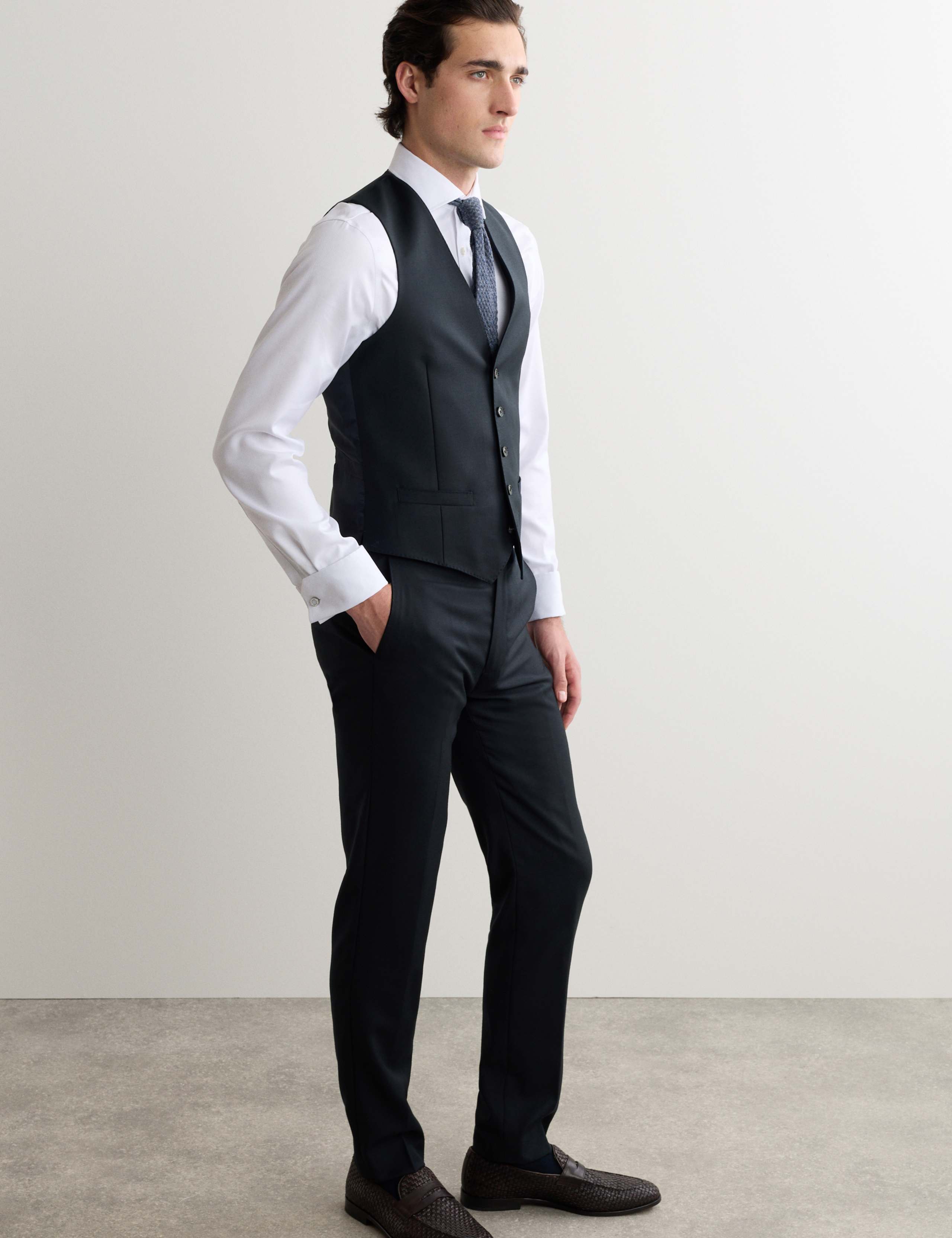 Tailored Fit Pure Wool Twill Waistcoat 1 of 8