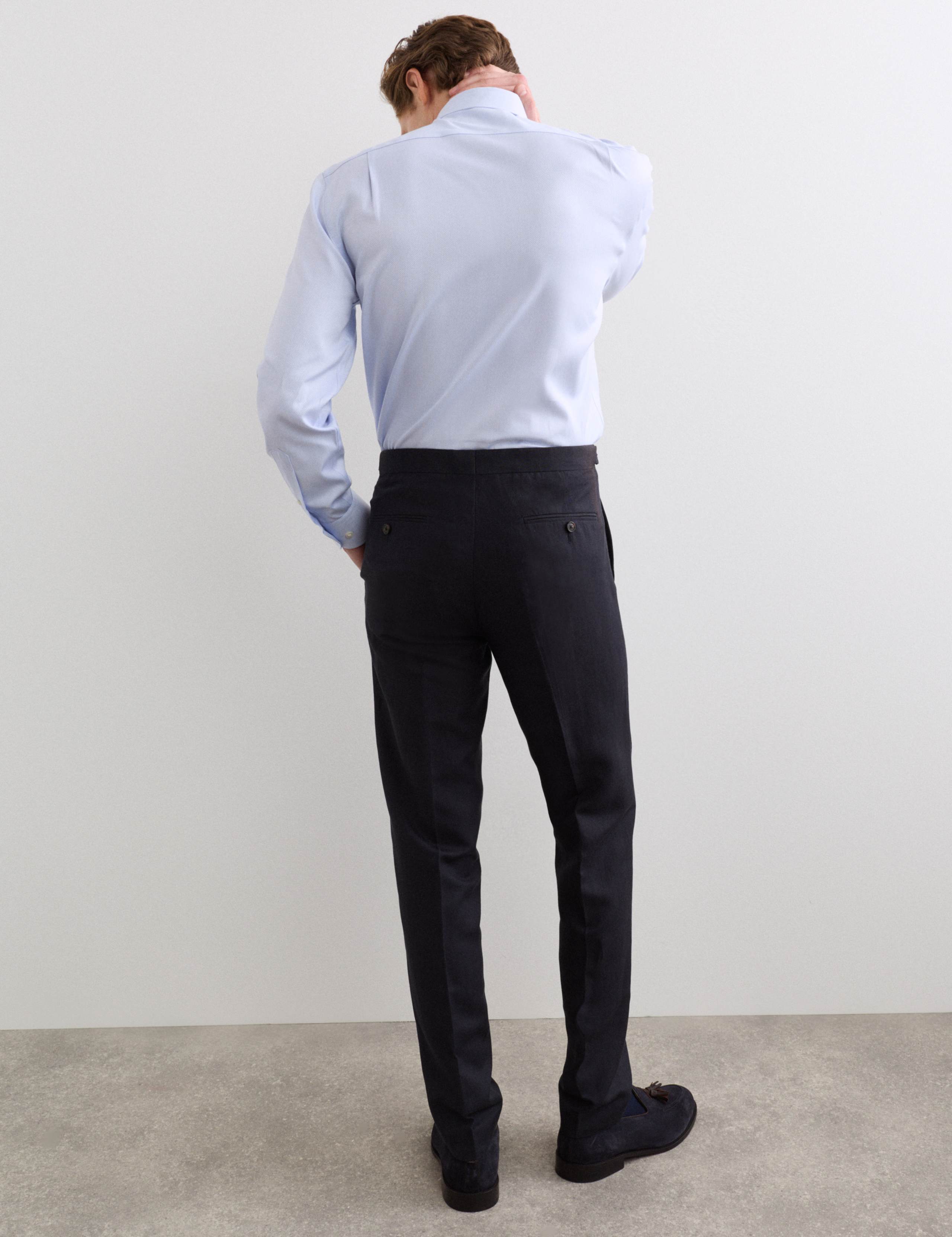 Tailored Fit Italian Silk & Linen Suit Trousers 6 of 7
