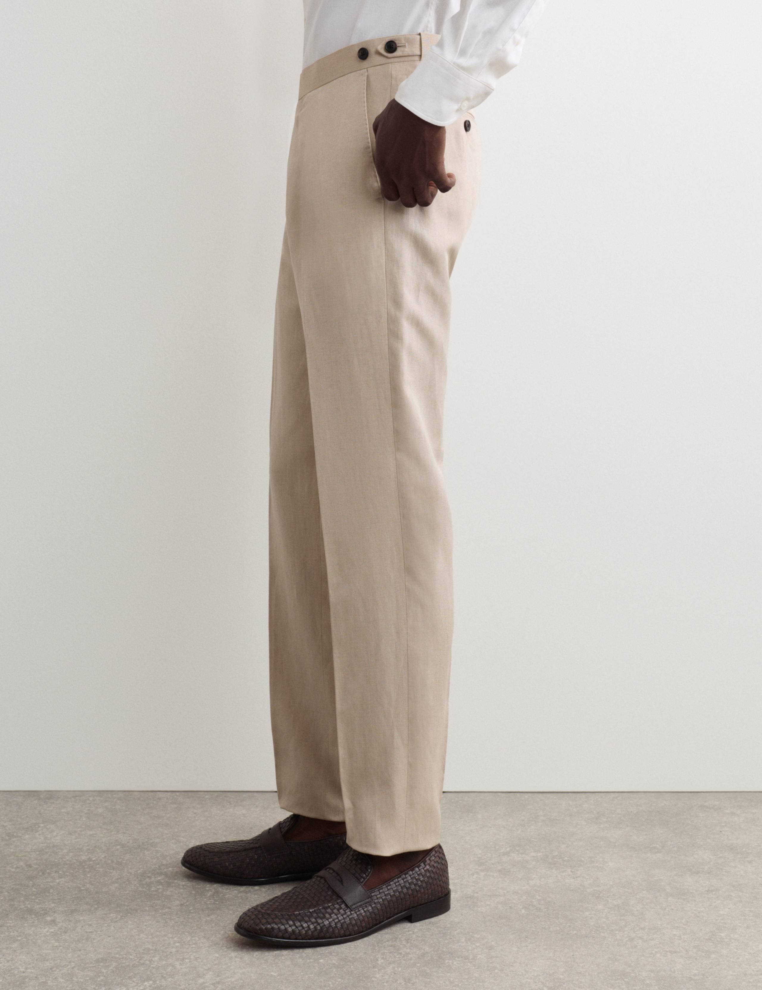 Tailored Fit Italian Silk & Linen Suit Trousers 5 of 9