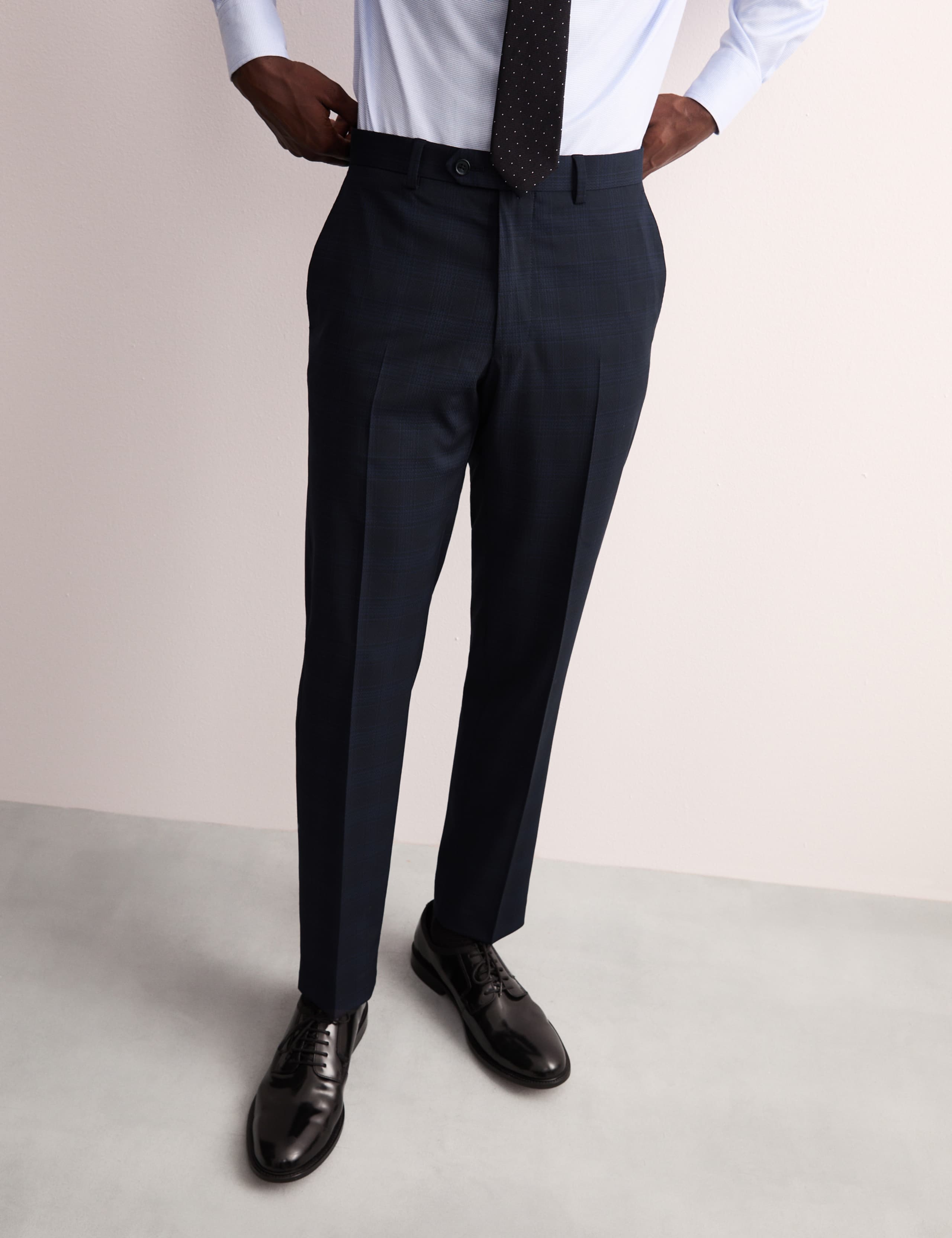 Tailored Fit Wool Rich Check Suit Trousers 3 of 8