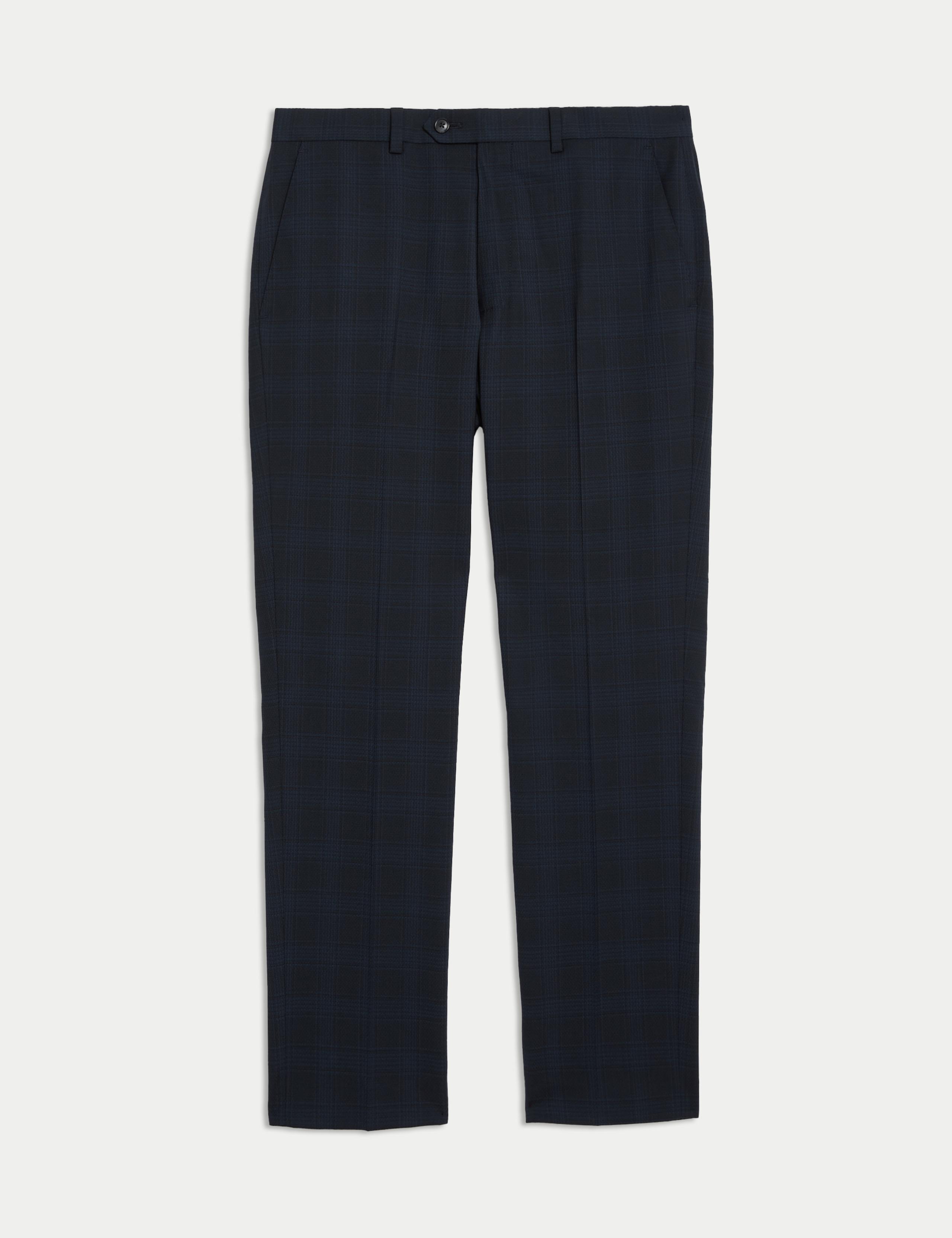 Tailored Fit Wool Rich Check Suit Trousers 2 of 8