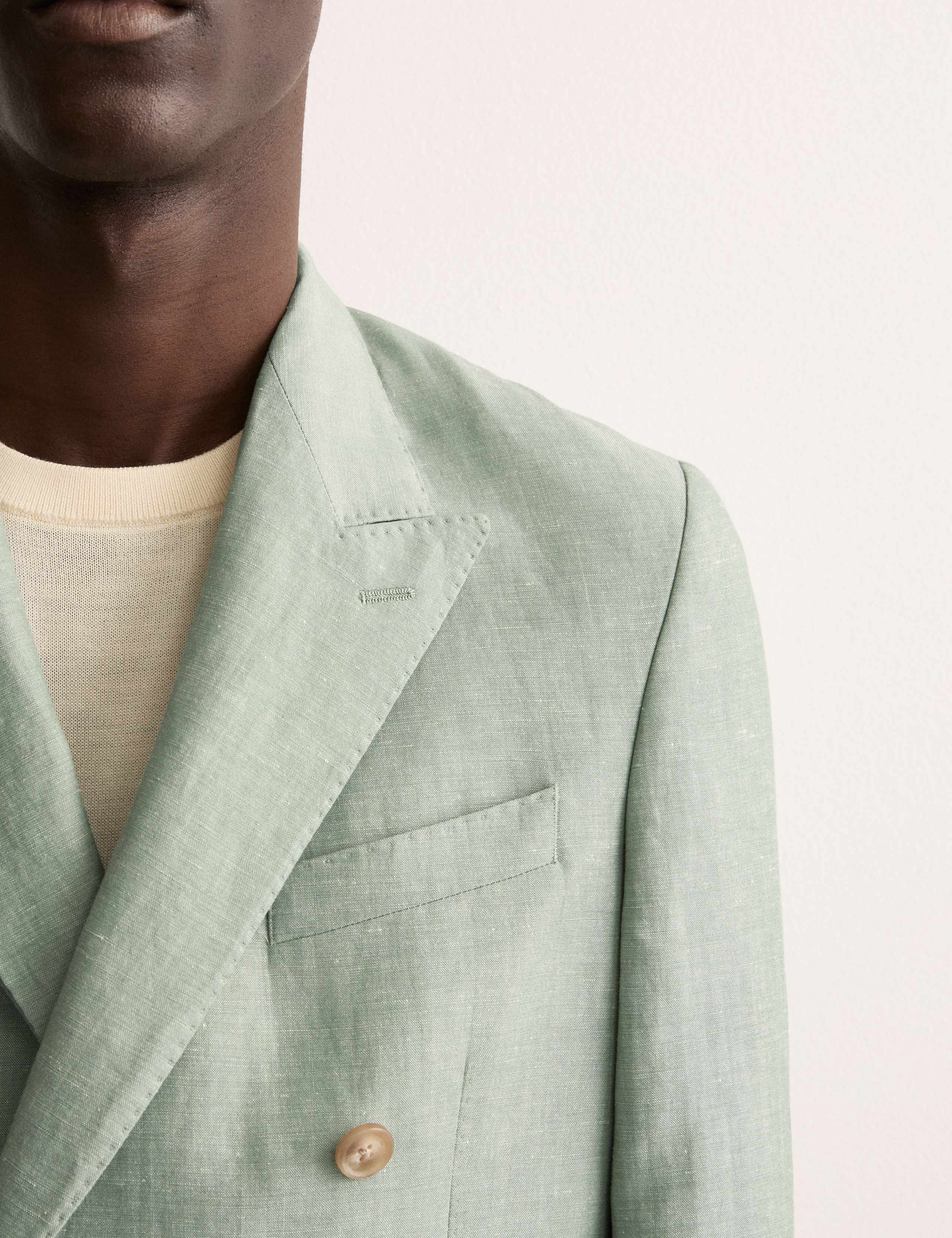 Tailored Fit Double Breasted Wool Linen Blend Jacket 6 of 7