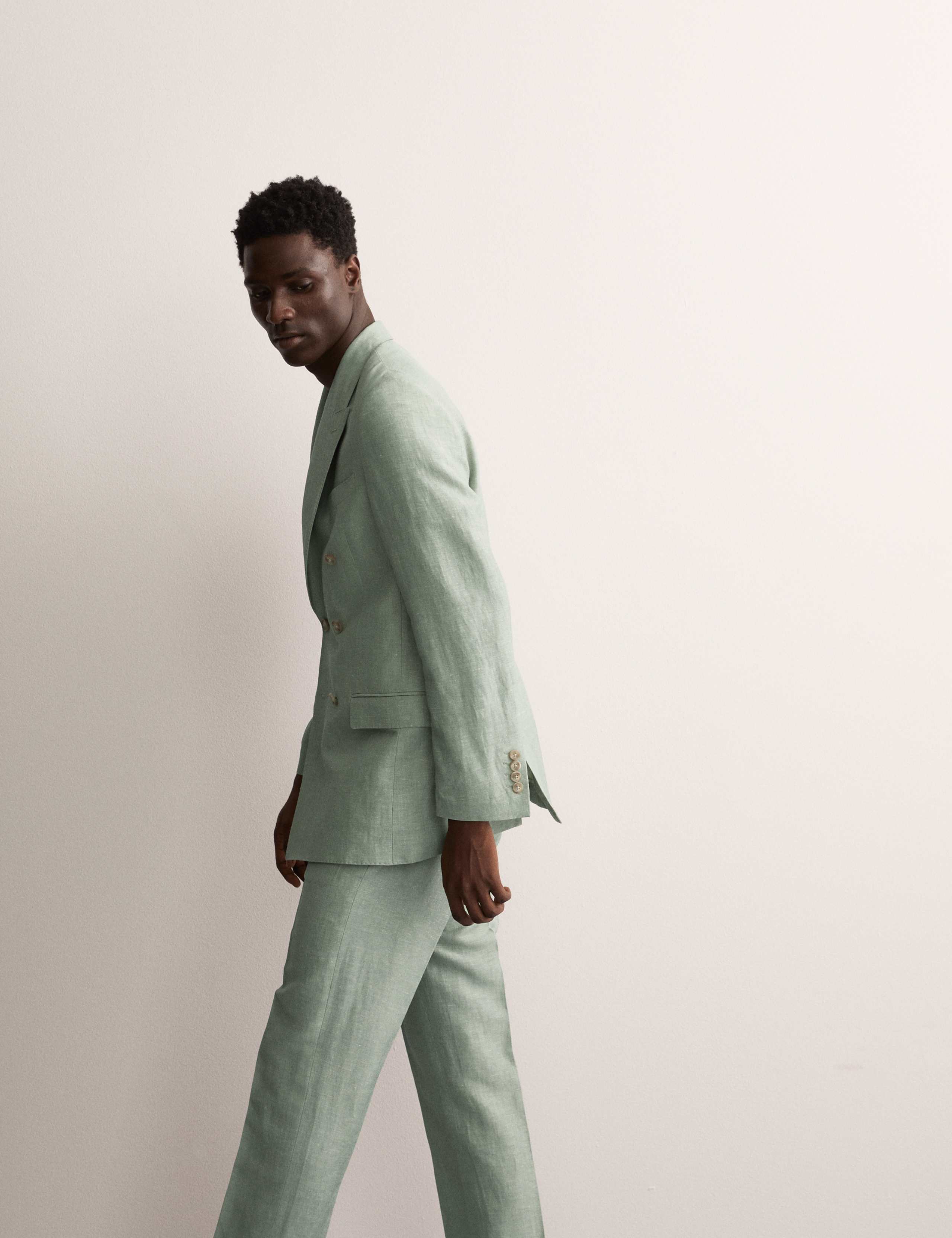 Tailored Fit Double Breasted Wool Linen Blend Jacket 7 of 7