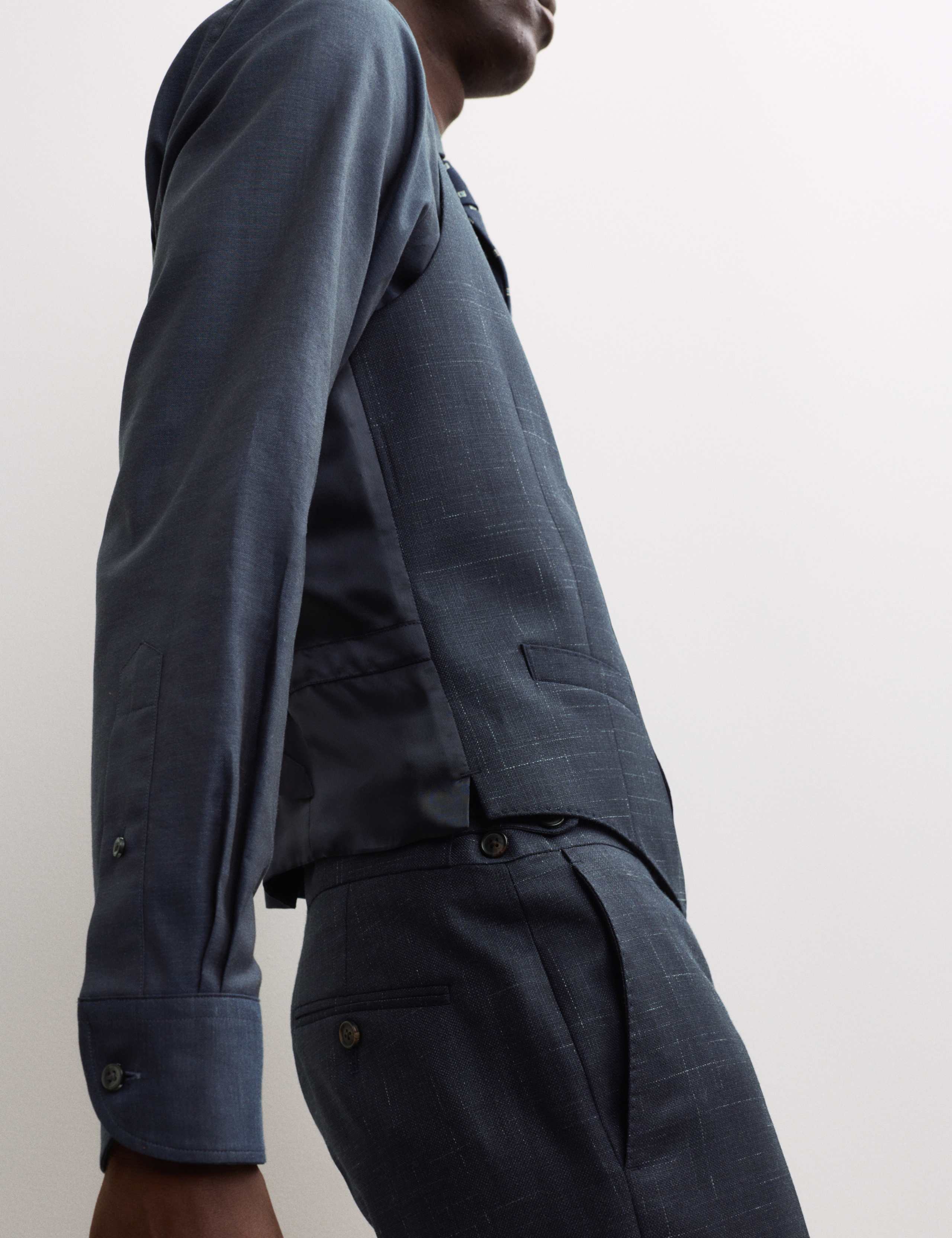 Tailored Fit Wool Rich Textured Waistcoat 5 of 6