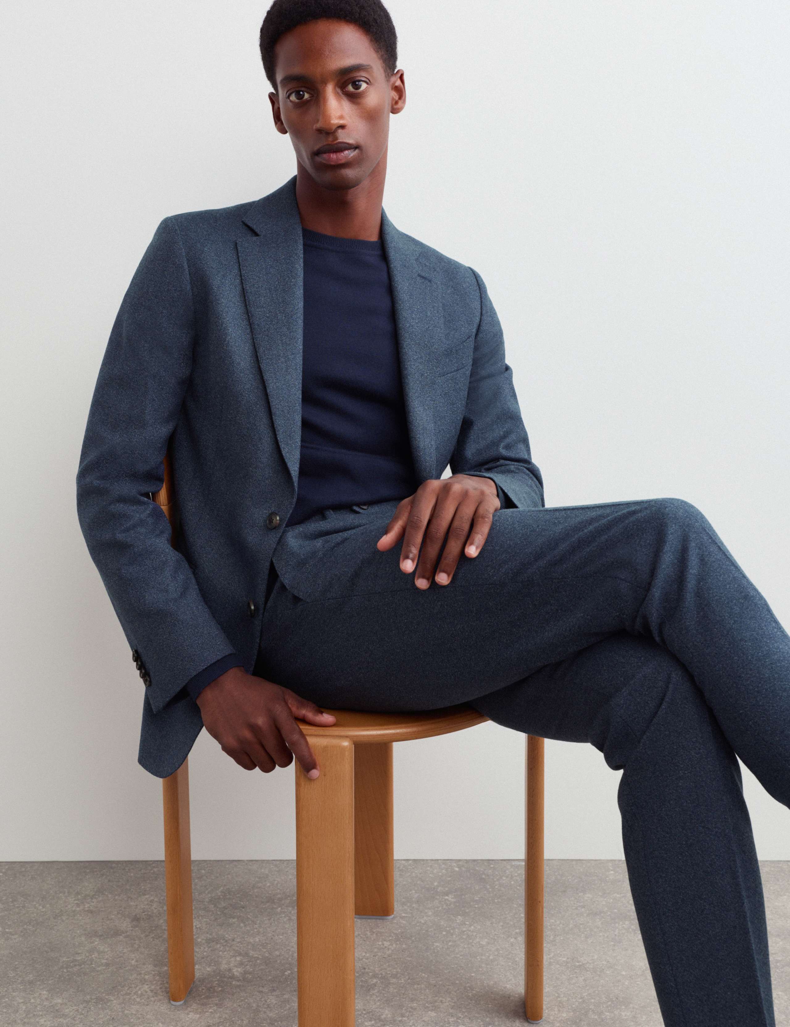 Tailored Fit Pure Wool Mouliné Suit Jacket 7 of 7
